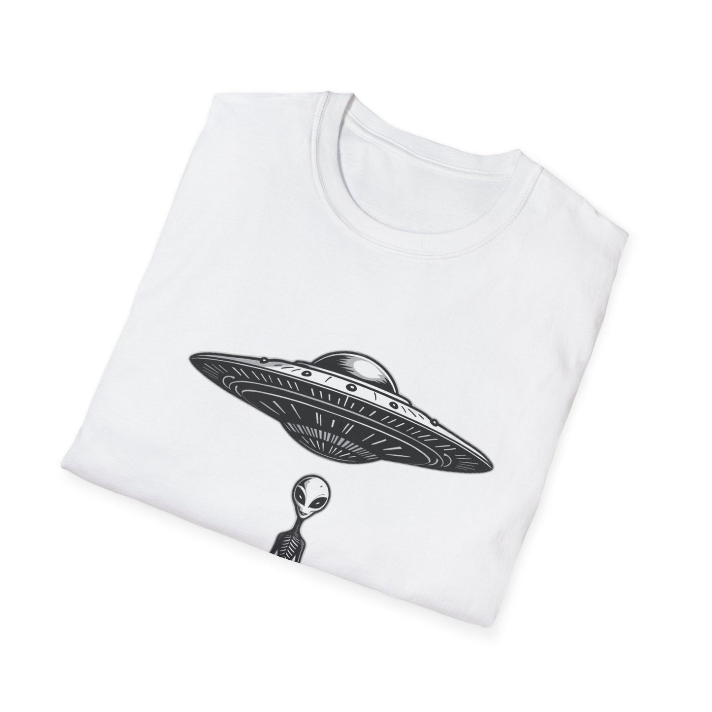 Alien Abduction Unisex Softstyle T-Shirt - Retro UFO Design, Fun Gift, Sci - Fi Lover Apparel, Casual Wear - IconVexa