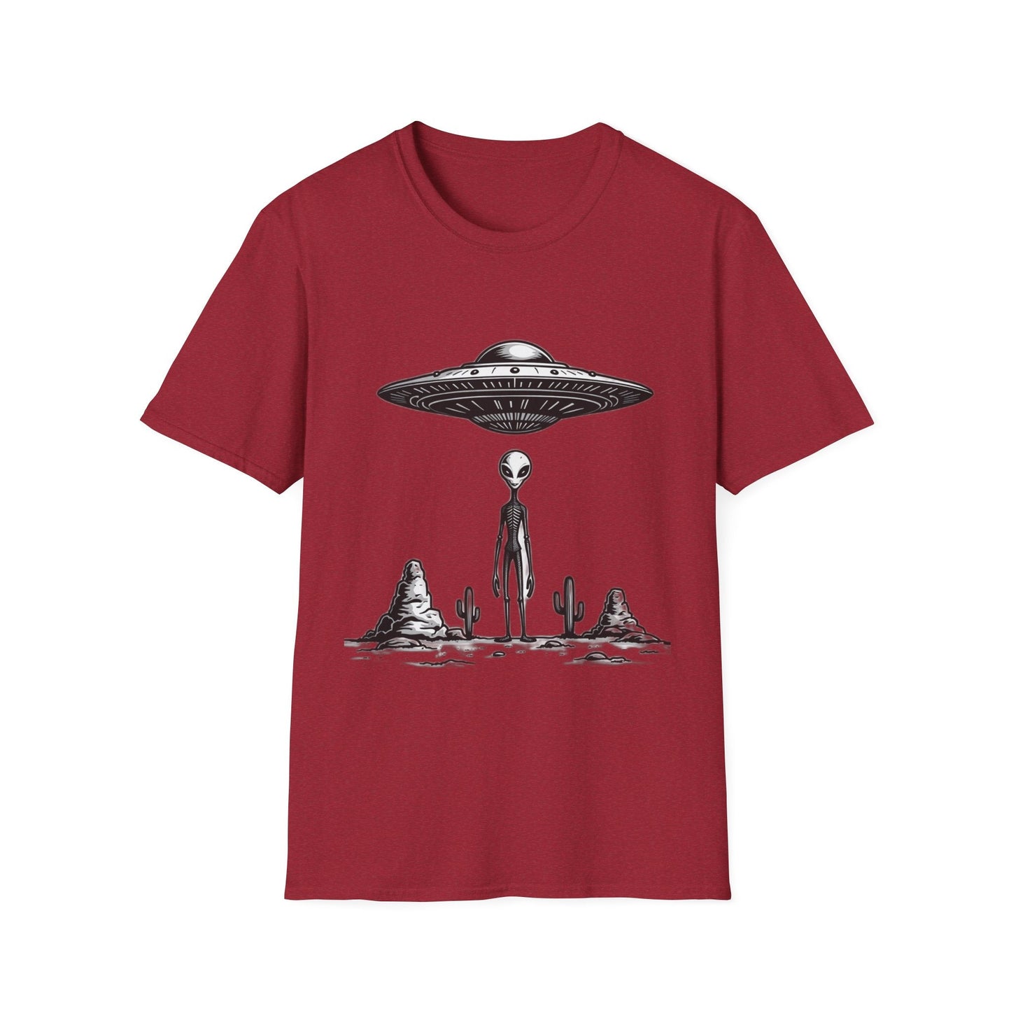 Alien Abduction Unisex Softstyle T-Shirt - Retro UFO Design, Fun Gift, Sci - Fi Lover Apparel, Casual Wear - IconVexa
