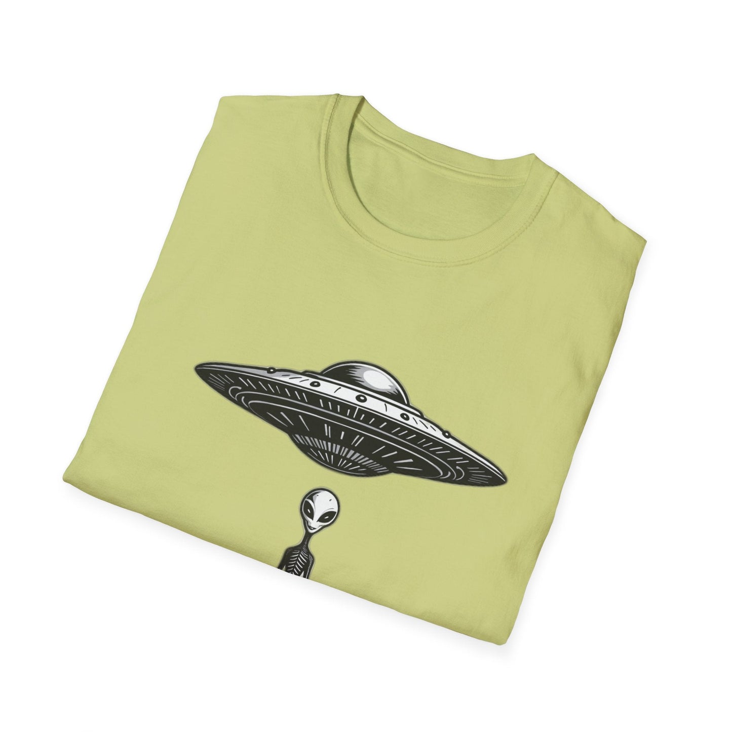 Alien Abduction Unisex Softstyle T-Shirt - Retro UFO Design, Fun Gift, Sci - Fi Lover Apparel, Casual Wear - IconVexa