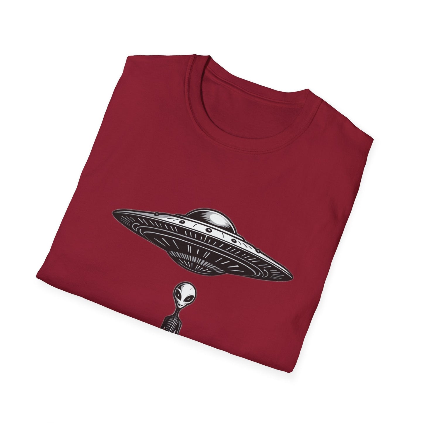Alien Abduction Unisex Softstyle T-Shirt - Retro UFO Design, Fun Gift, Sci - Fi Lover Apparel, Casual Wear - IconVexa