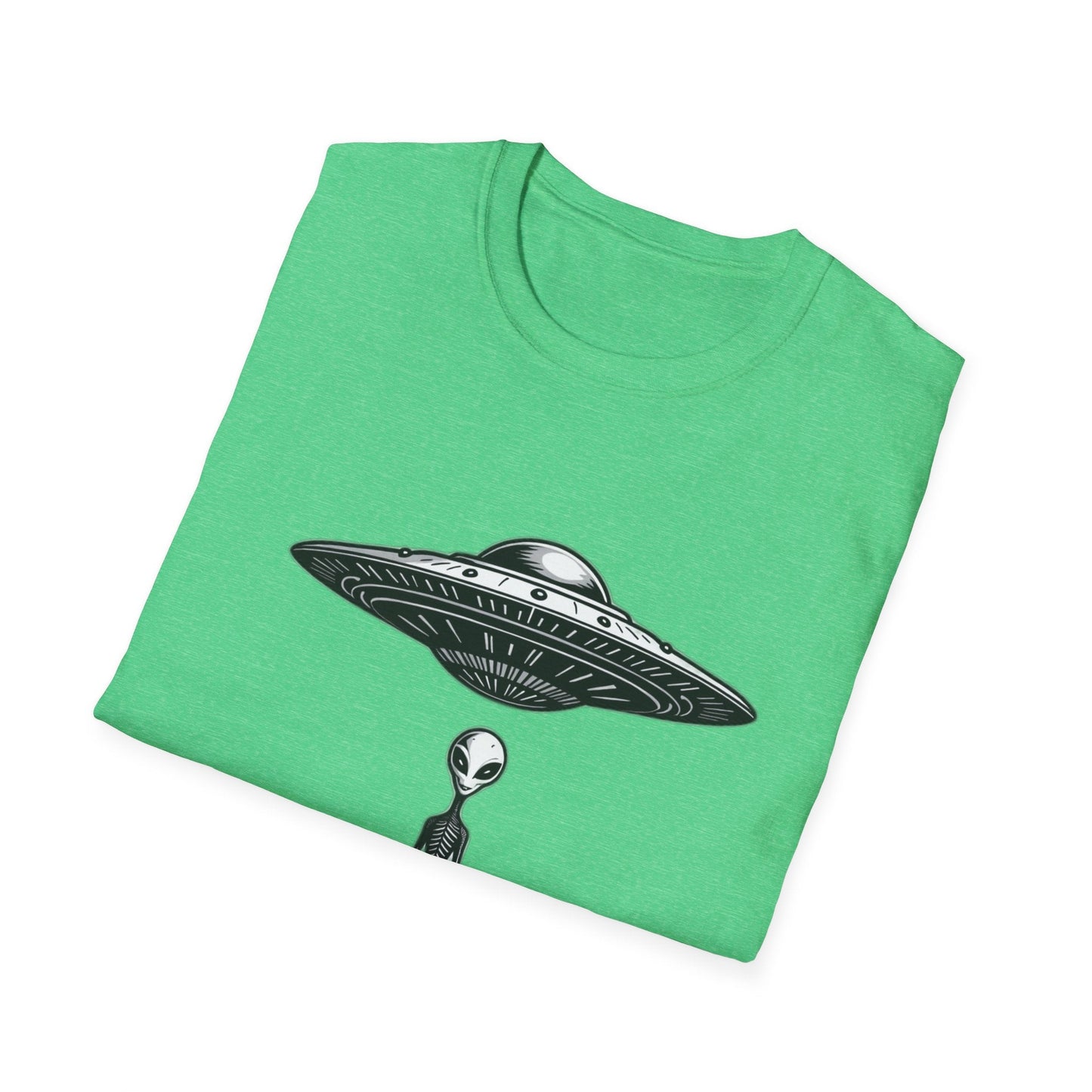Alien Abduction Unisex Softstyle T-Shirt - Retro UFO Design, Fun Gift, Sci - Fi Lover Apparel, Casual Wear - IconVexa