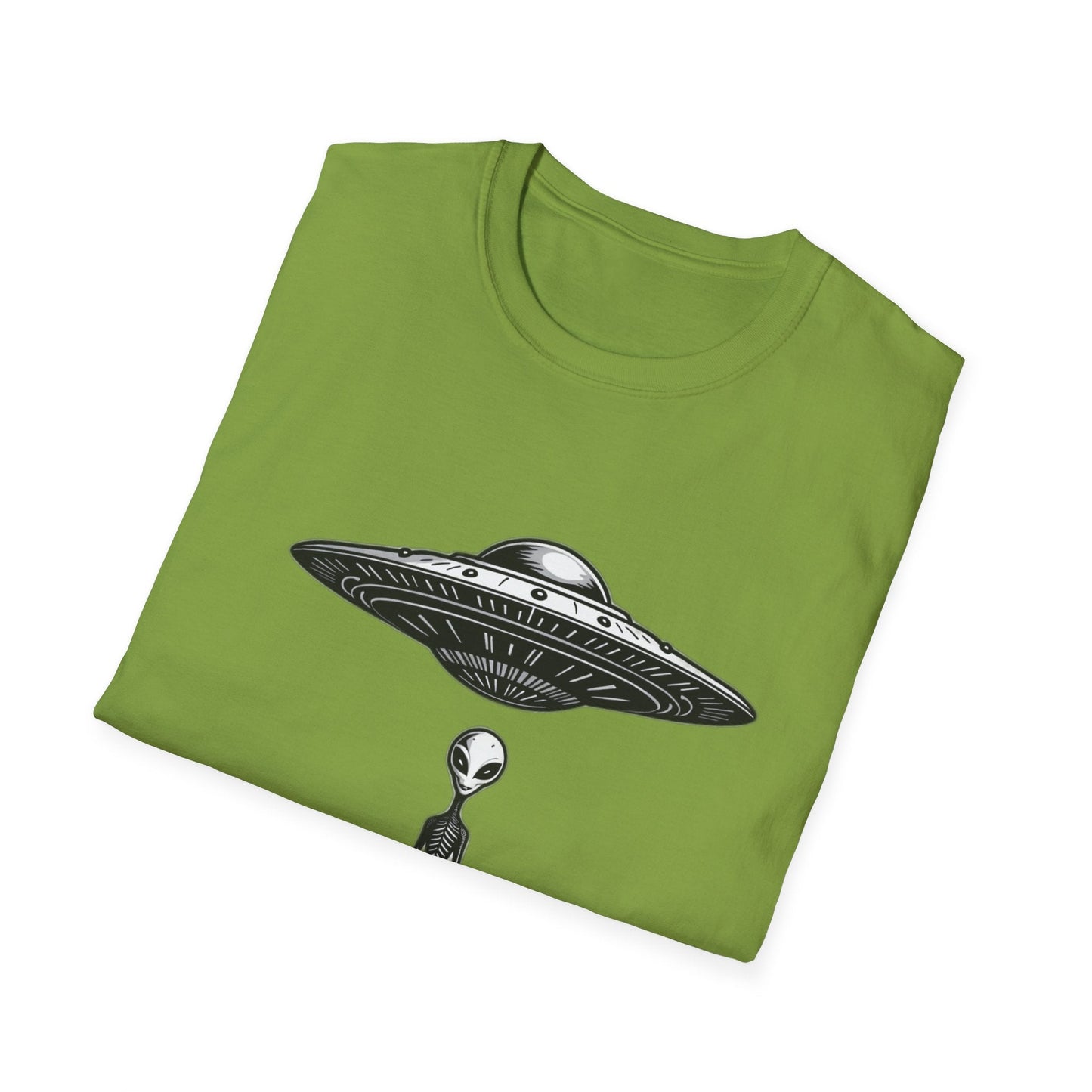 Alien Abduction Unisex Softstyle T-Shirt - Retro UFO Design, Fun Gift, Sci - Fi Lover Apparel, Casual Wear - IconVexa