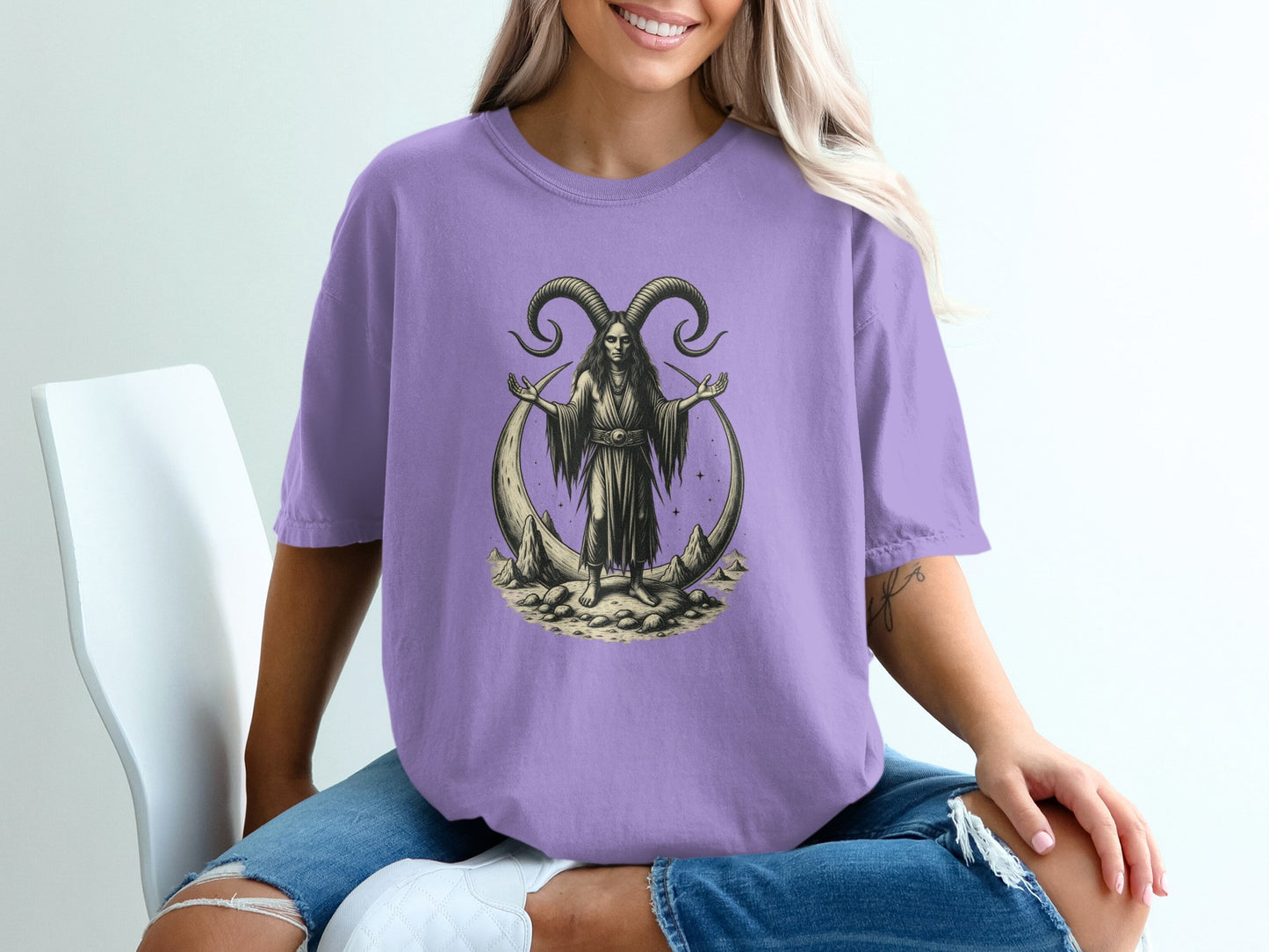 Mystical Goat Horned Character Casual Tee product