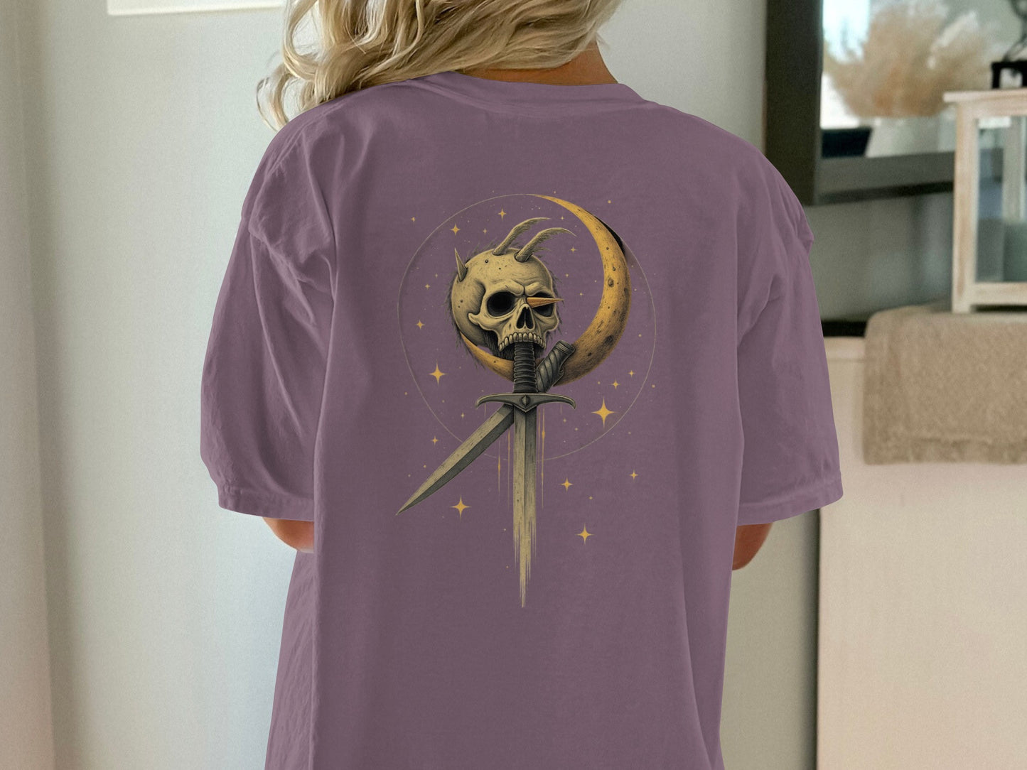 Purple Shirt with Skull and Sword Graphic product type