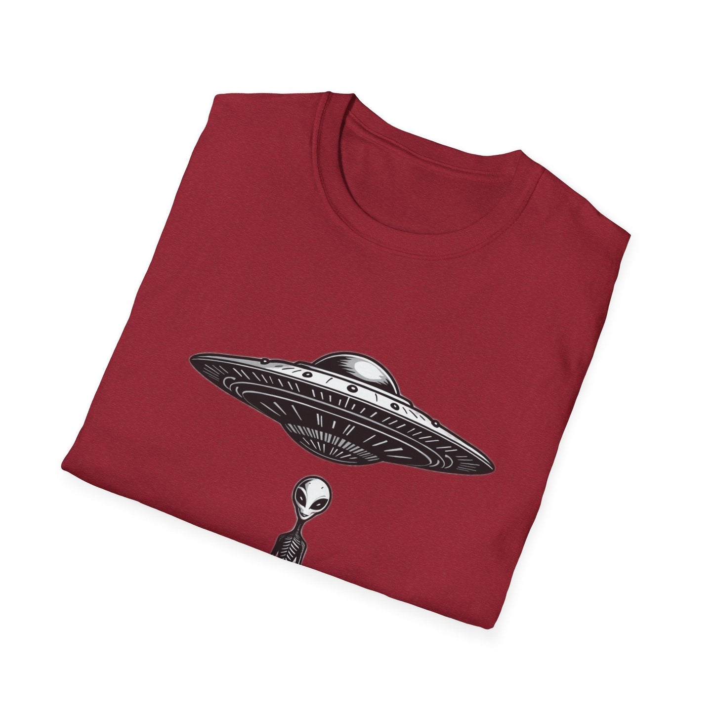Alien Abduction Unisex Softstyle T-Shirt - Retro UFO Design, Fun Gift, Sci - Fi Lover Apparel, Casual Wear - IconVexa