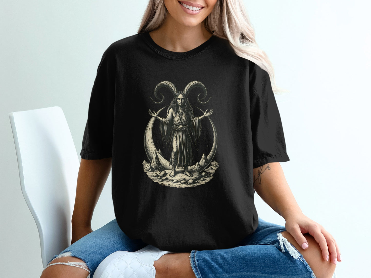 Gothic Witch with Horns Graphic T-Shirt product type