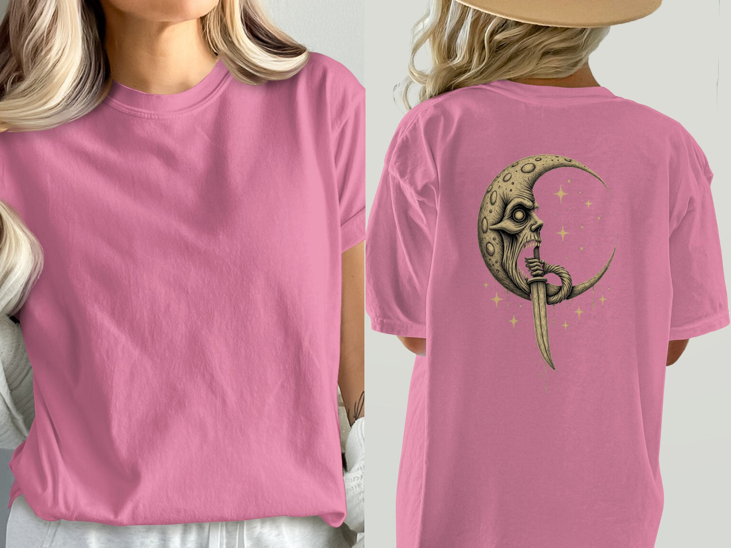 Pink T-Shirt with Moon and Stars Design product type