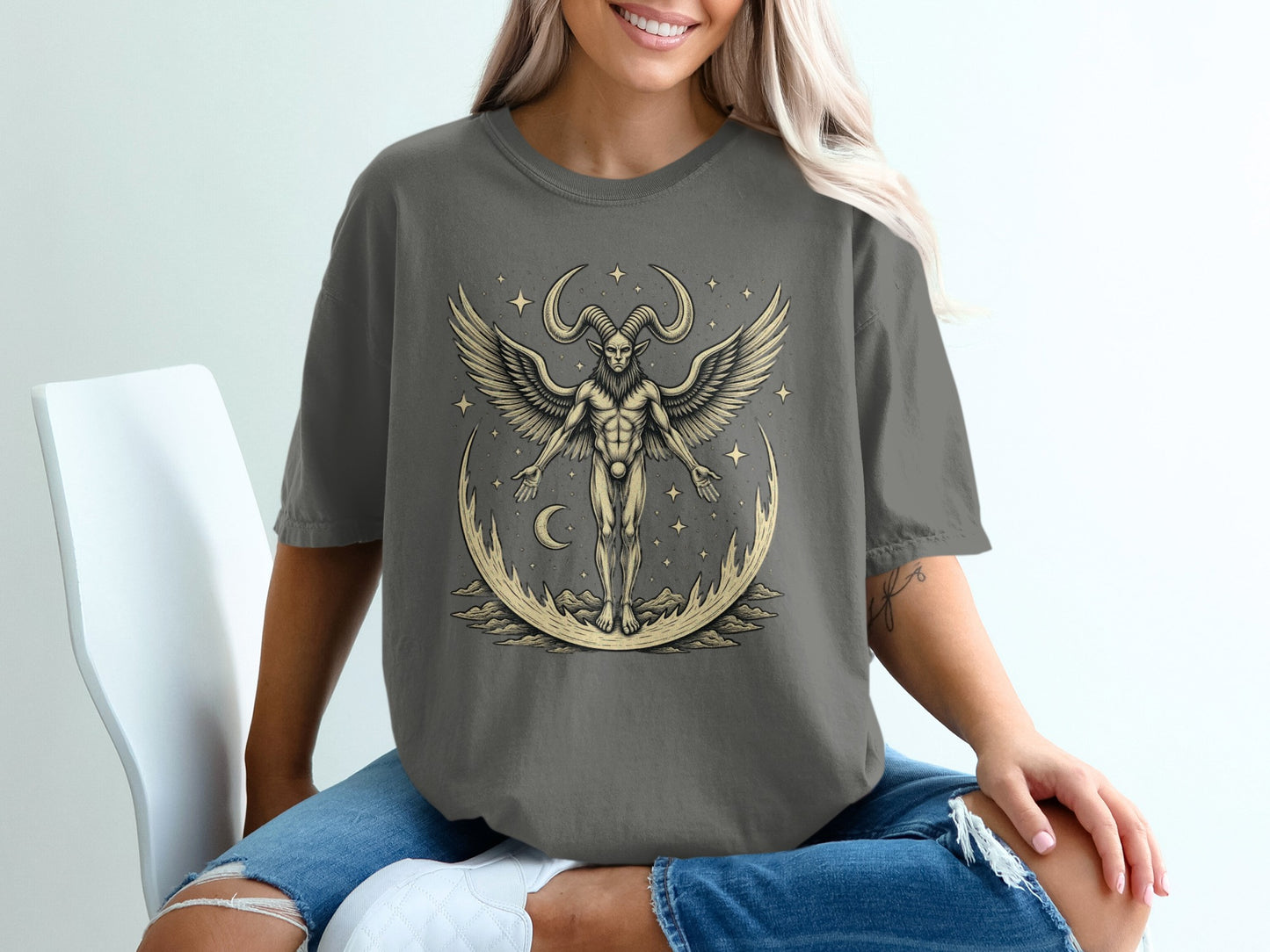 Celestial Winged Deity Graphic Oversized T-shirt product