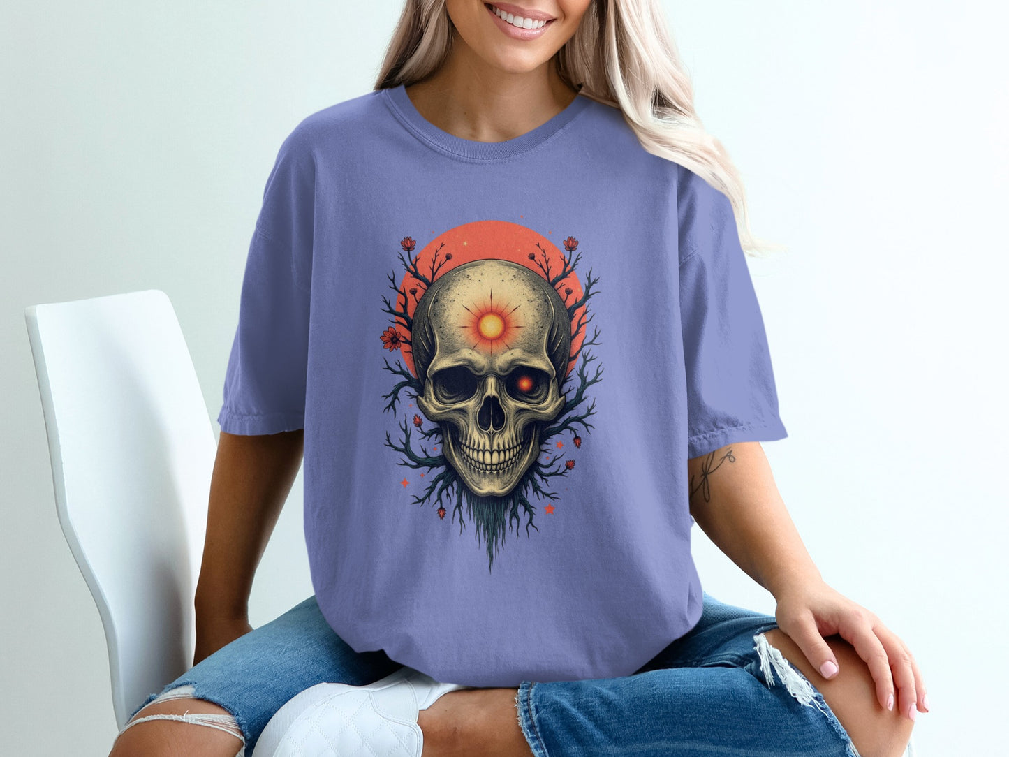 Skull and Roses Graphic Tee Shirt product type