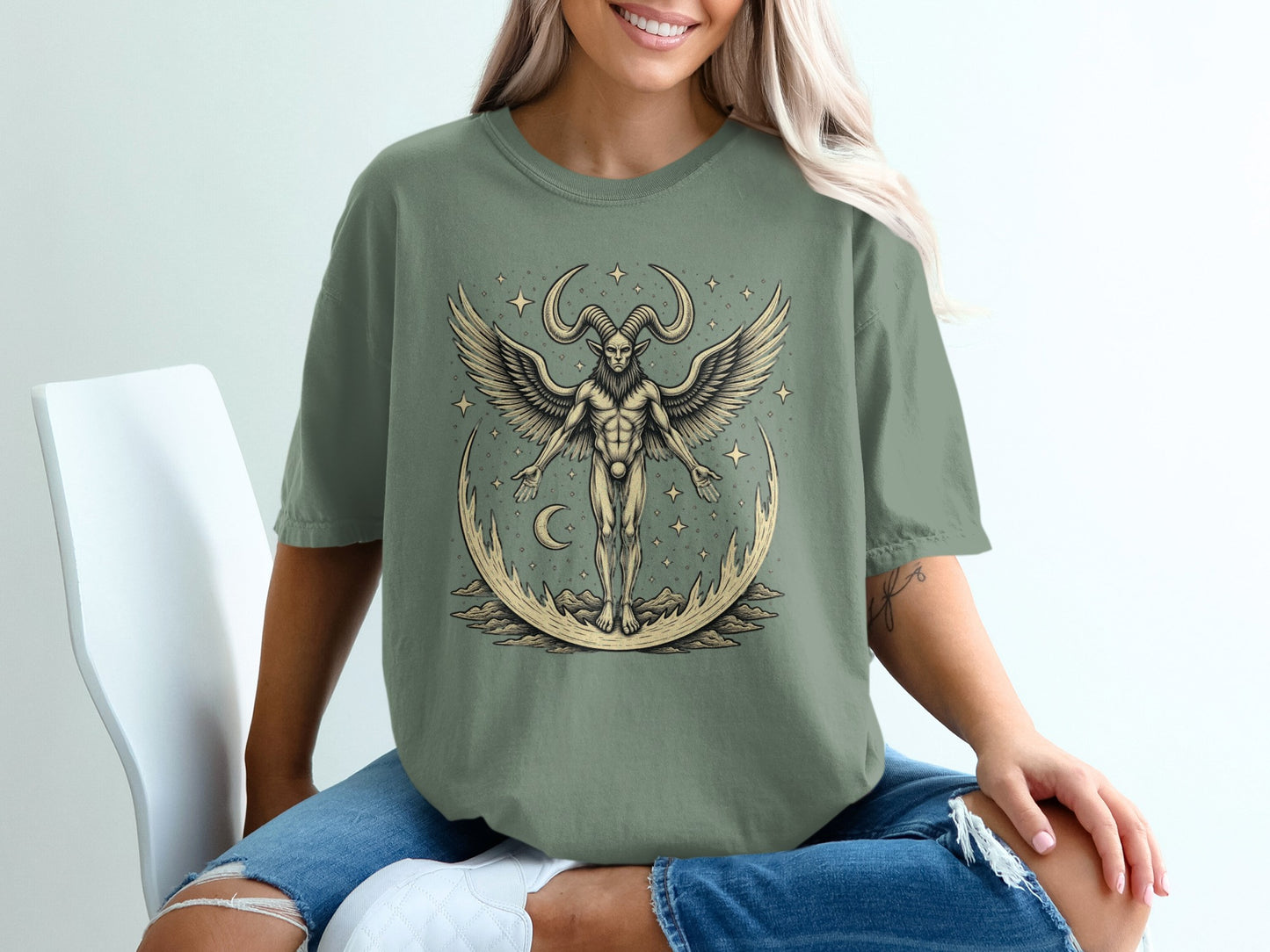 Winged Mystical Creature Moon Graphic Shirt product