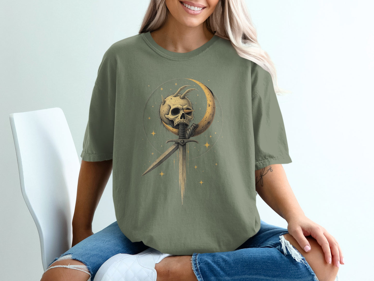 Skull and Moon Graphic T Shirt product