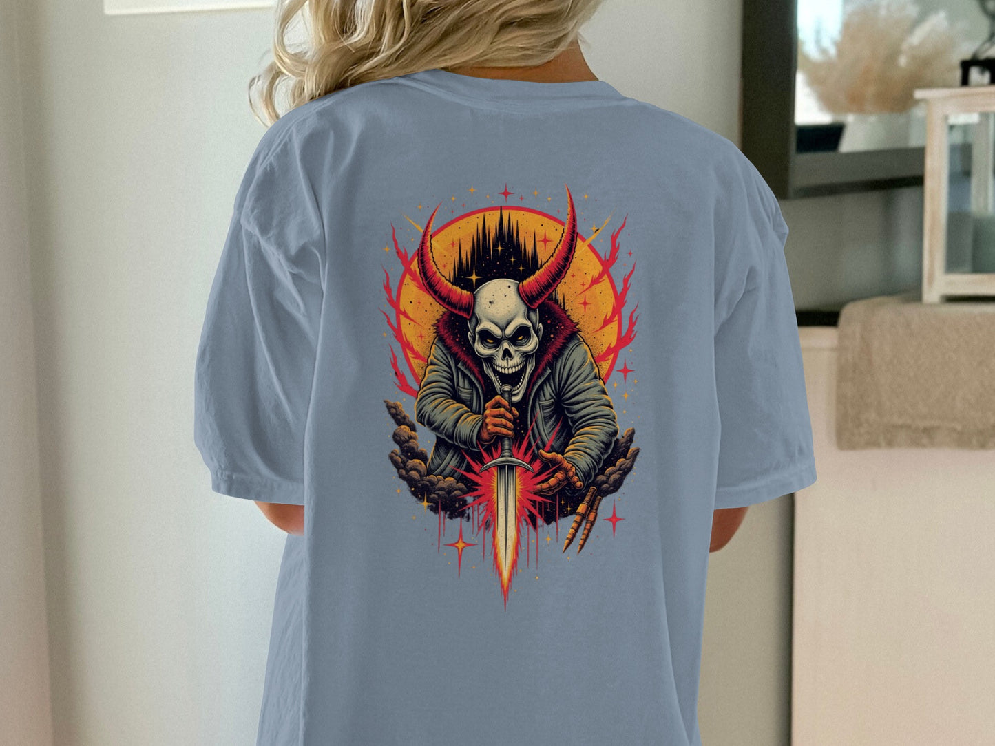 Skull With Flames Graphic Design T-Shirt product type