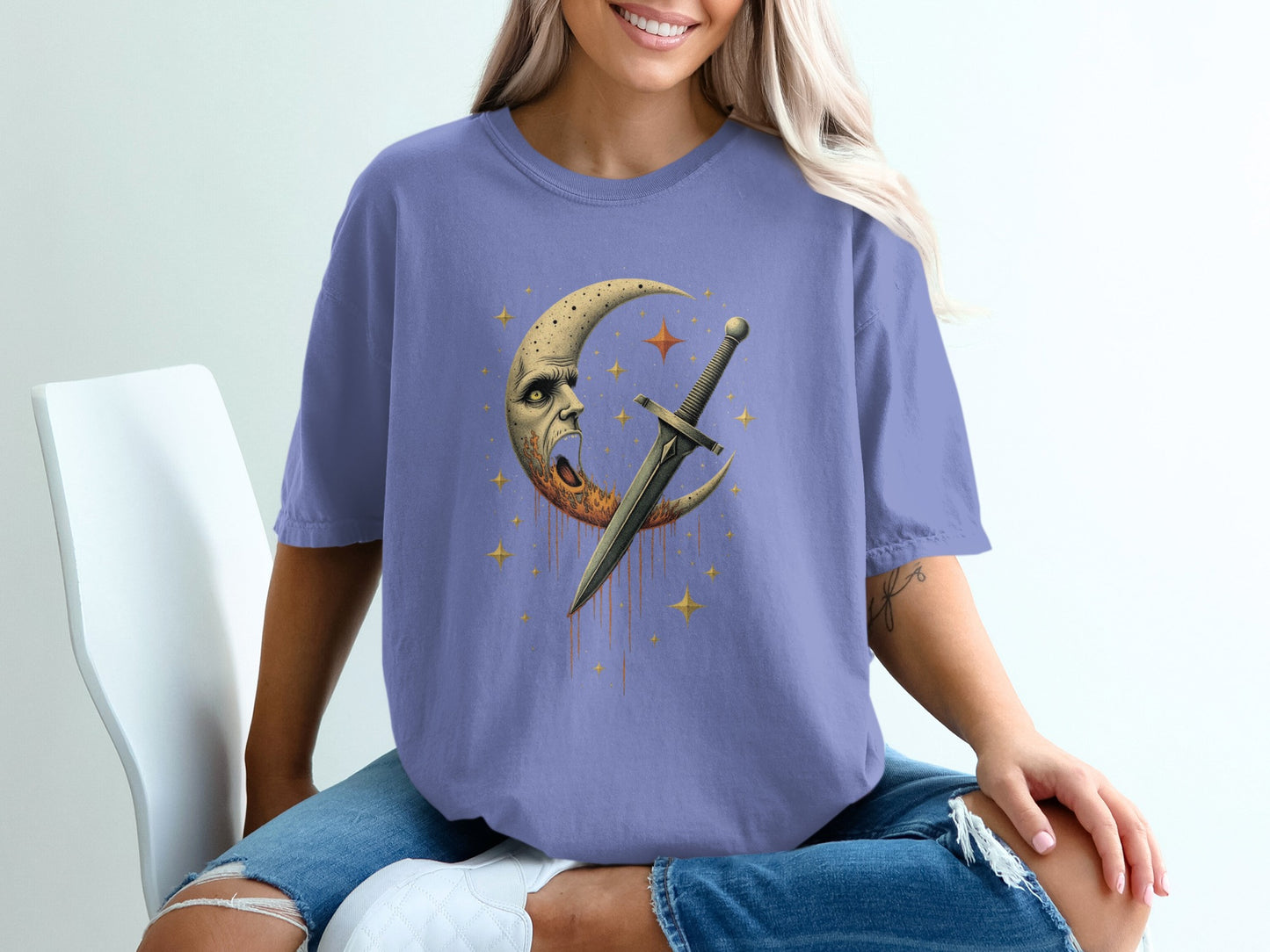 Enchanting Moon and Dagger Graphic T-Shirt product