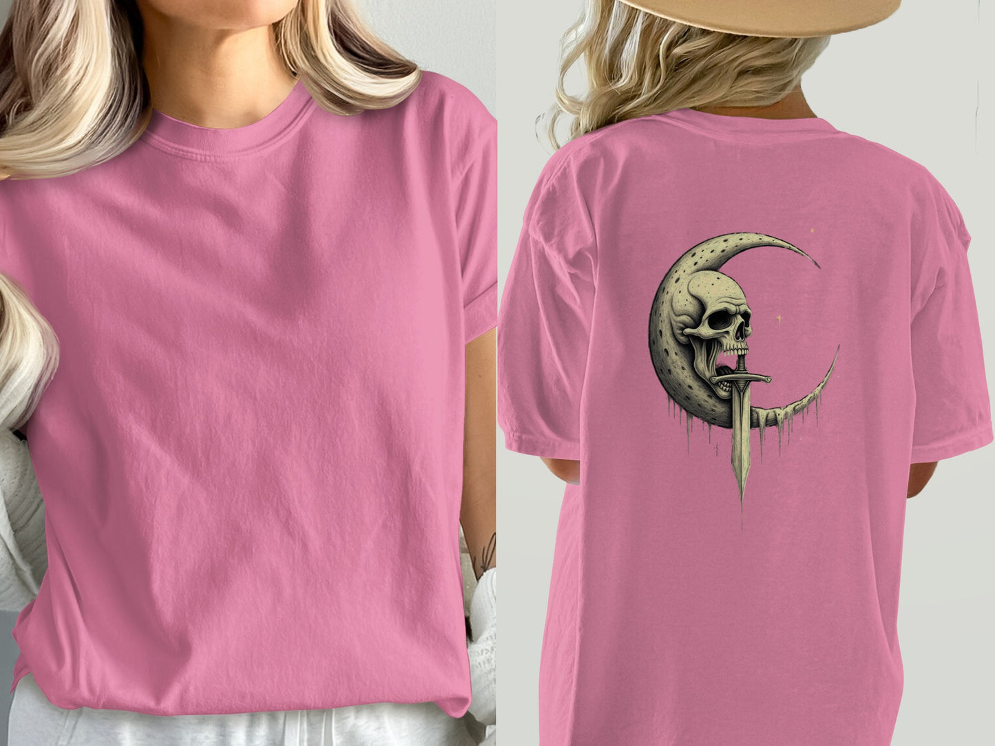Pink Tee with Moon Skull Graphic T-shirt product type