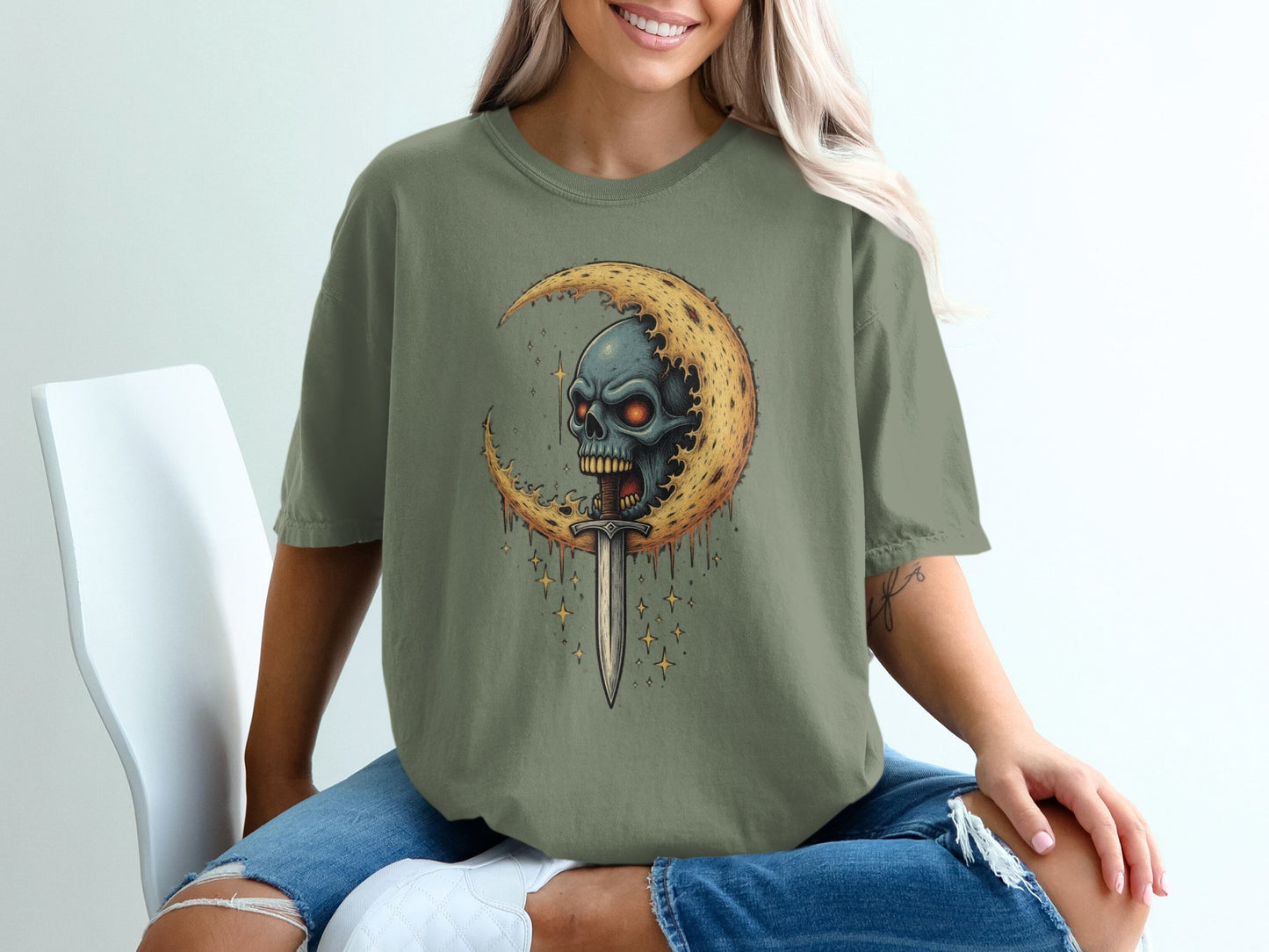 Gothic Skull Moon Graphic Tee product