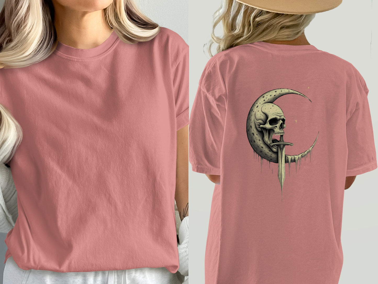 Skull Dripping Moon Graphic T-Shirt product type