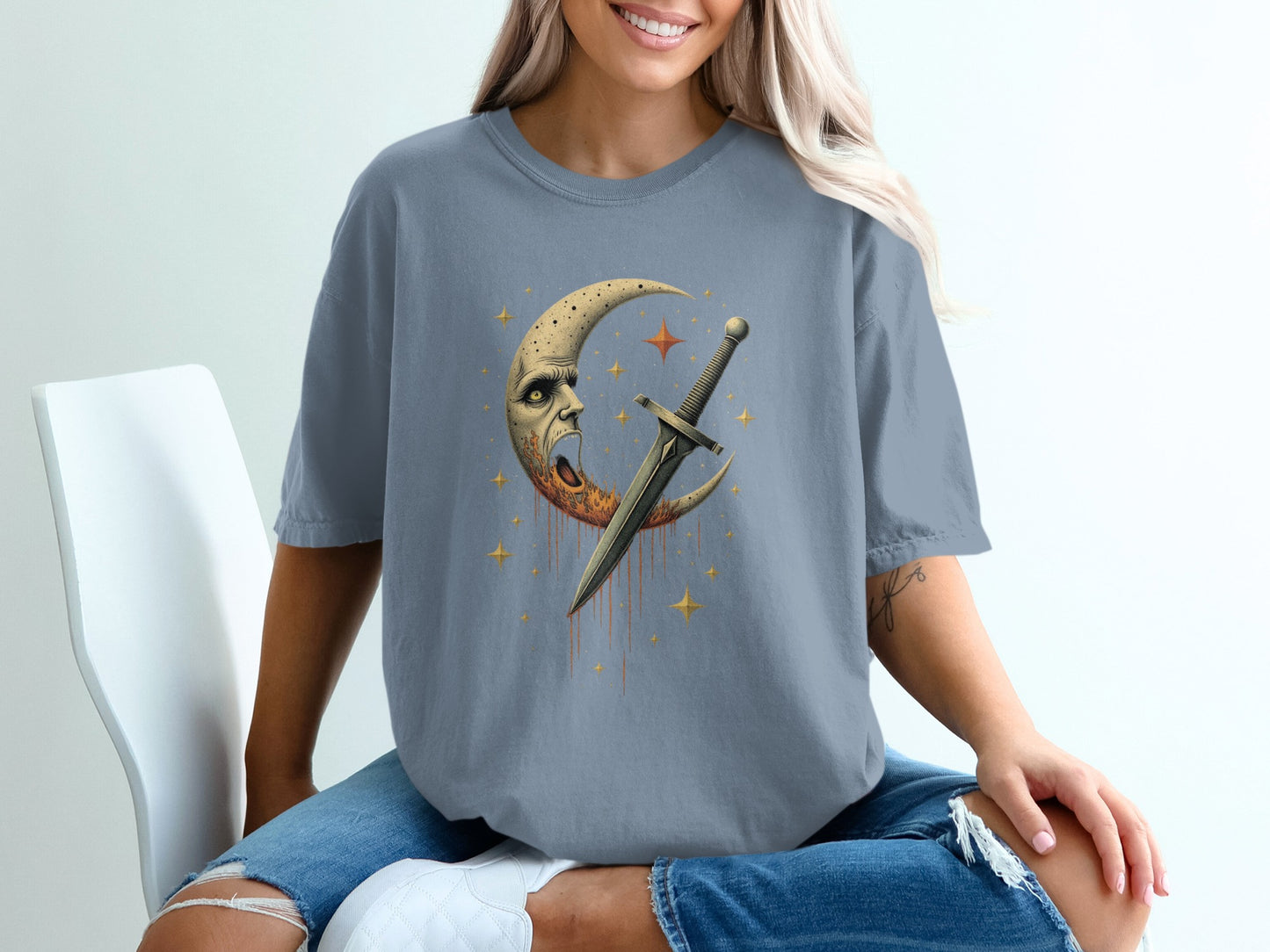 Crescent Moon and Dagger Graphic Tee product type