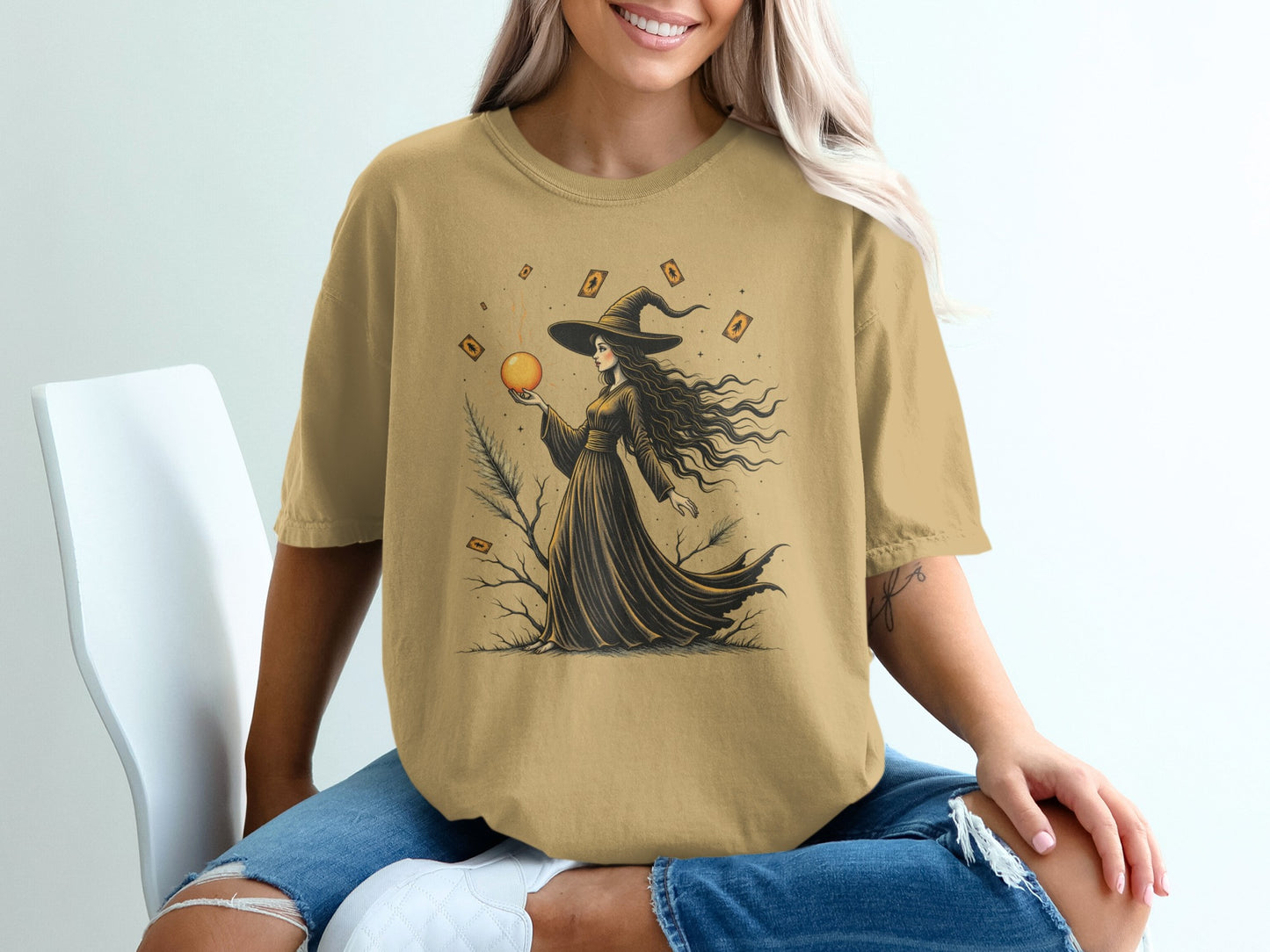 Mystical Witch Design Graphic Tee Shirt product