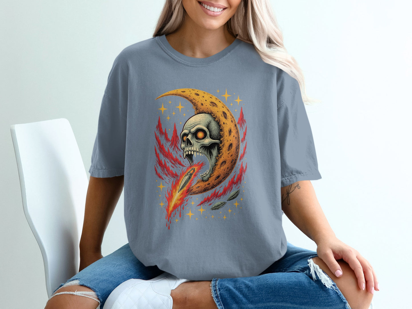 Dragon Skull Art Moon Graphic Design Shirt product