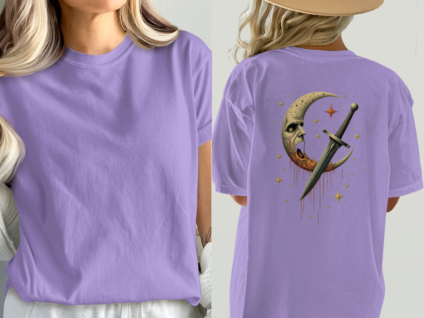Moon and Sword Graphic Unisex Crew Neck T-Shirt product