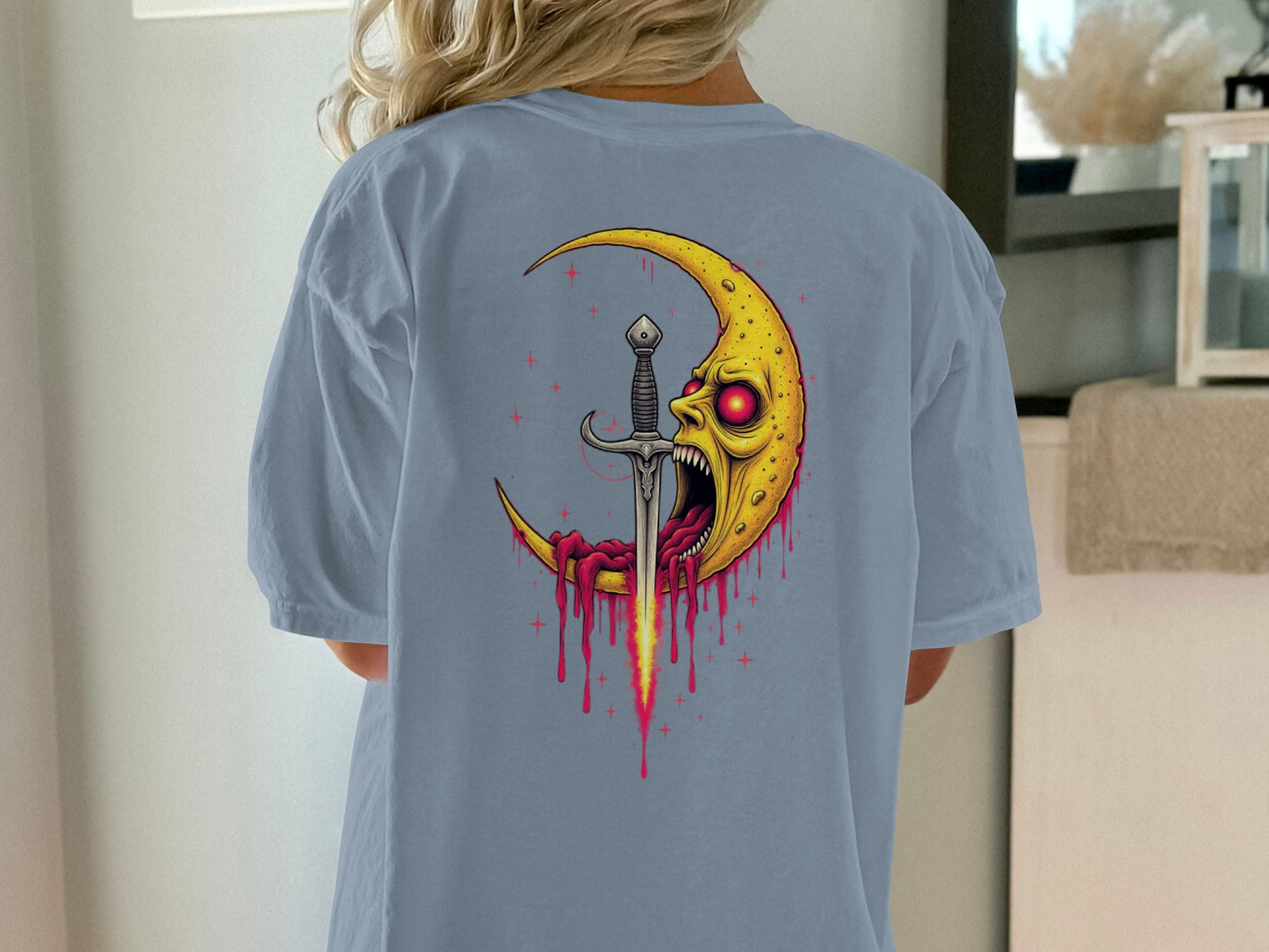 Dripping Moon with Sword Graphic T-shirt product