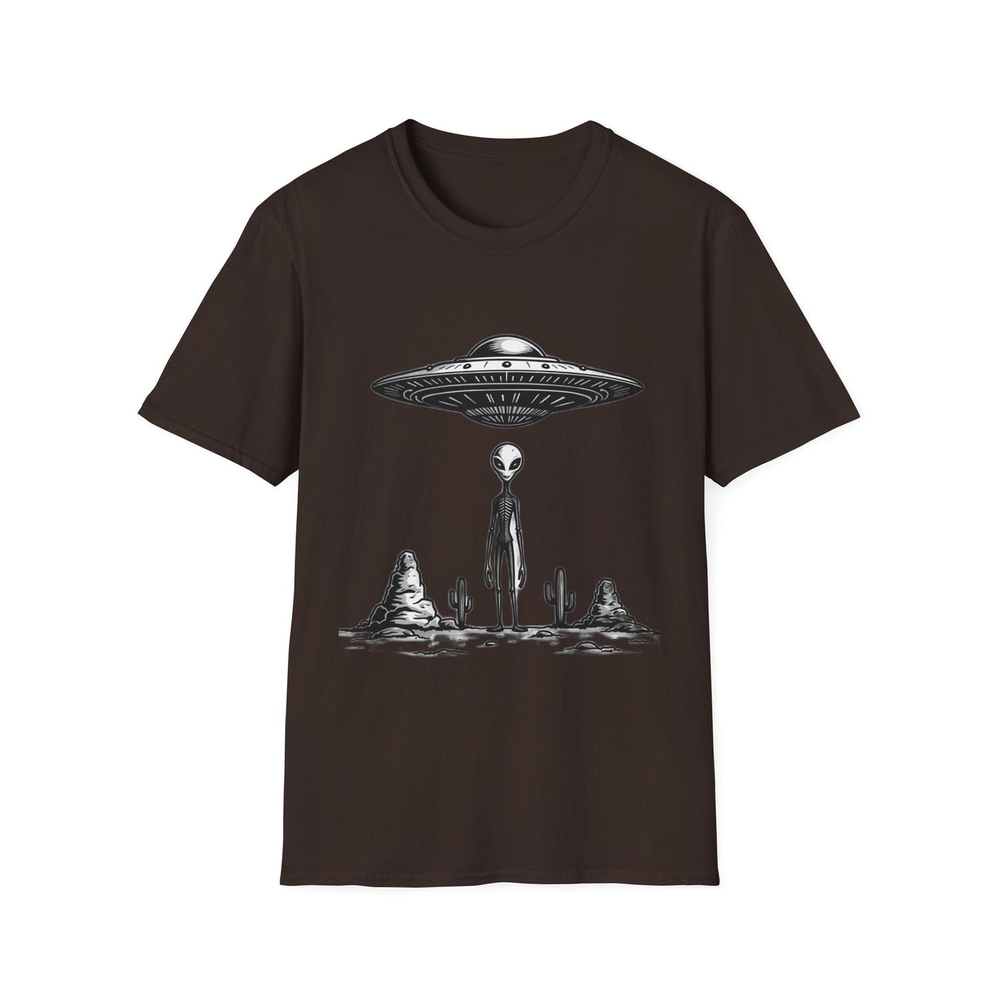 Alien Abduction Unisex Softstyle T-Shirt - Retro UFO Design, Fun Gift, Sci - Fi Lover Apparel, Casual Wear - IconVexa