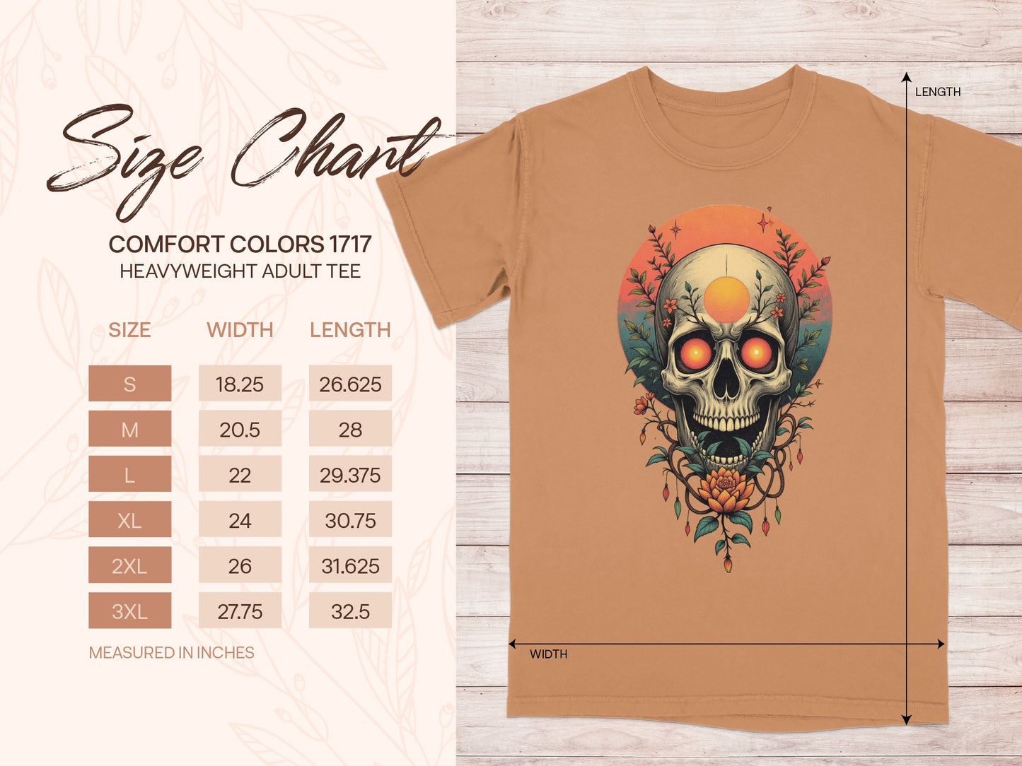 Sun Floral Skull Graphic Comfort Colors 1717 Adult Tee product