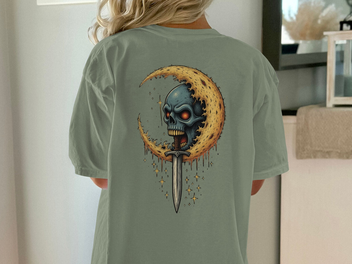 Skull with Sword and Moon Graphic Tee product type