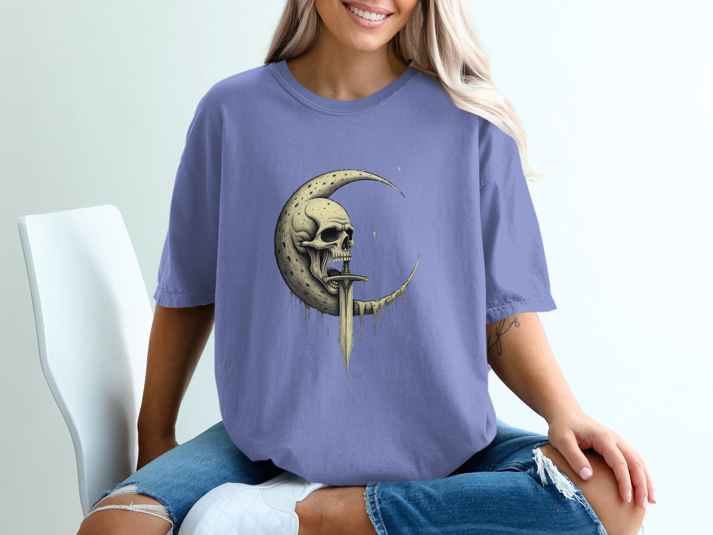 Moon Skull Graphic Tee Cool Comfortable Shirt product