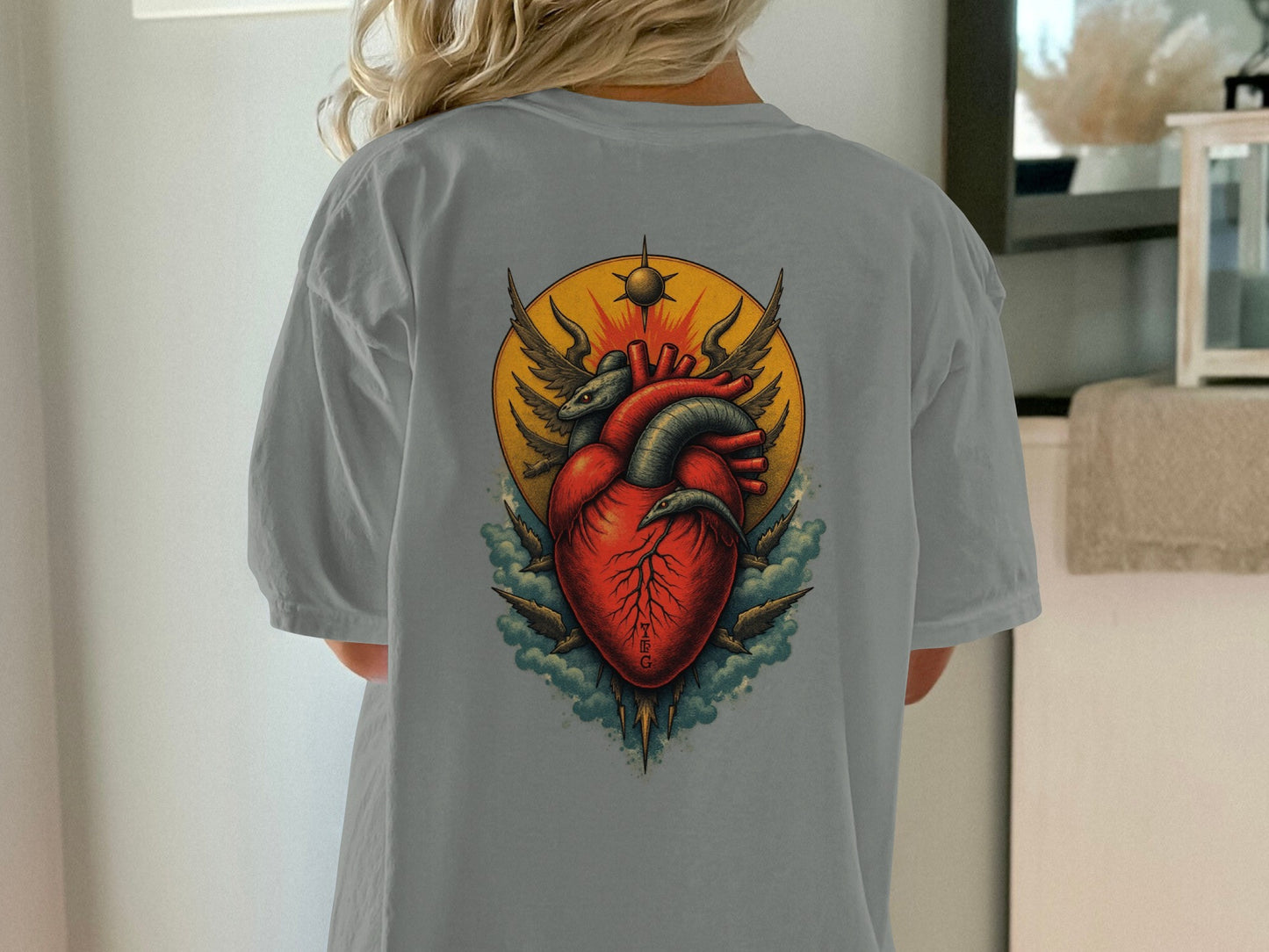 Vivid Heart and Nature Design Graphic T-Shirt product type