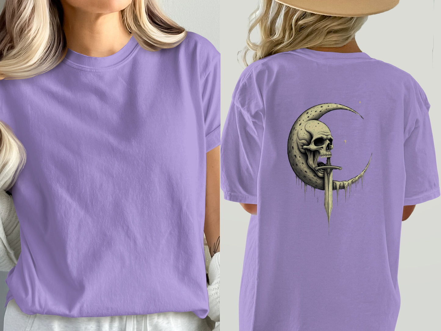 Moon and Skull Graphic T-Shirt Casual Wear product type