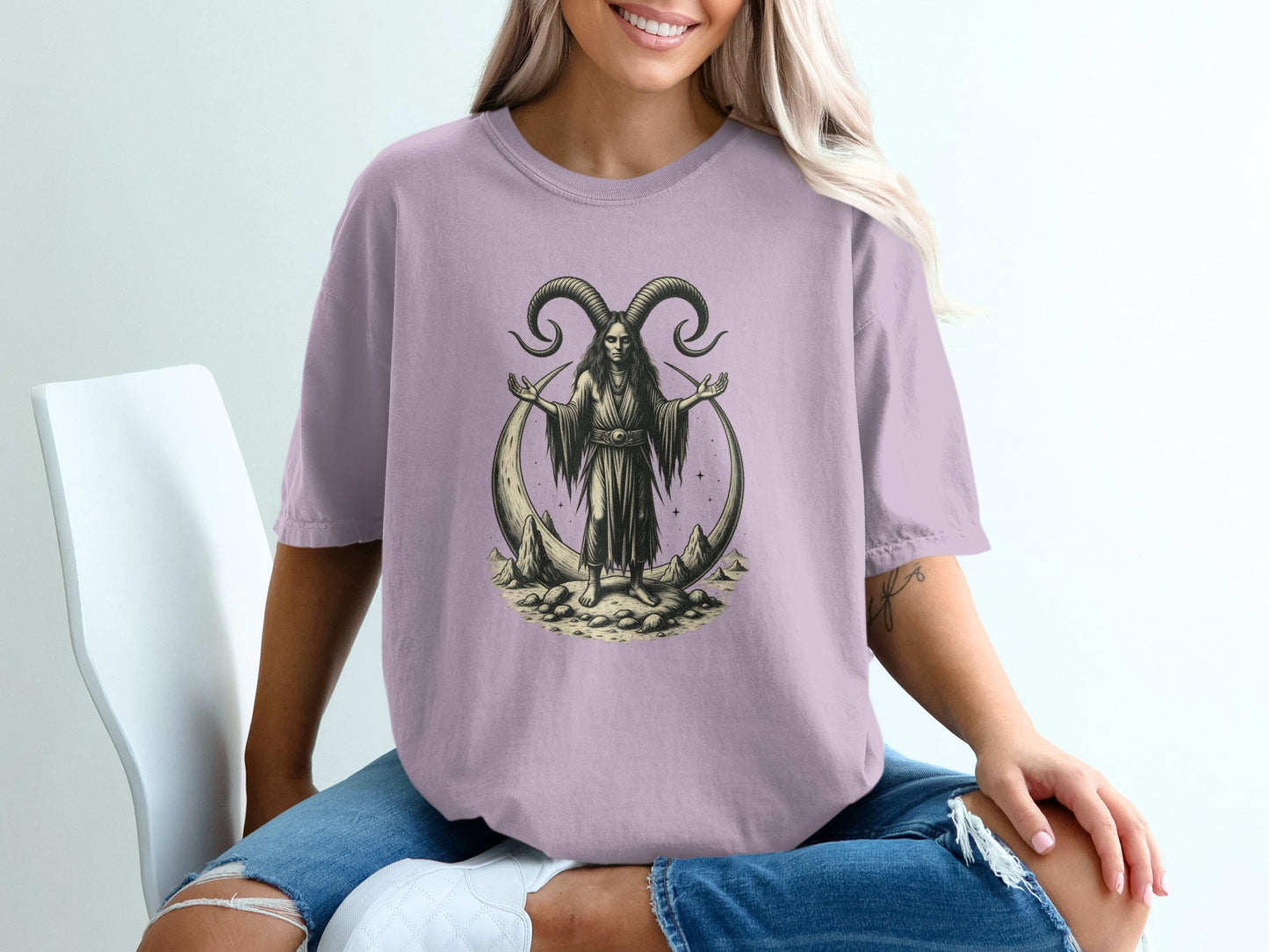 Mysterious Horned Figure Short Sleeve Graphic product type
