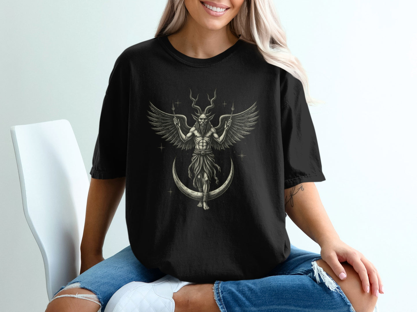 Mystical Winged Deity Graphic Printed Shirt product