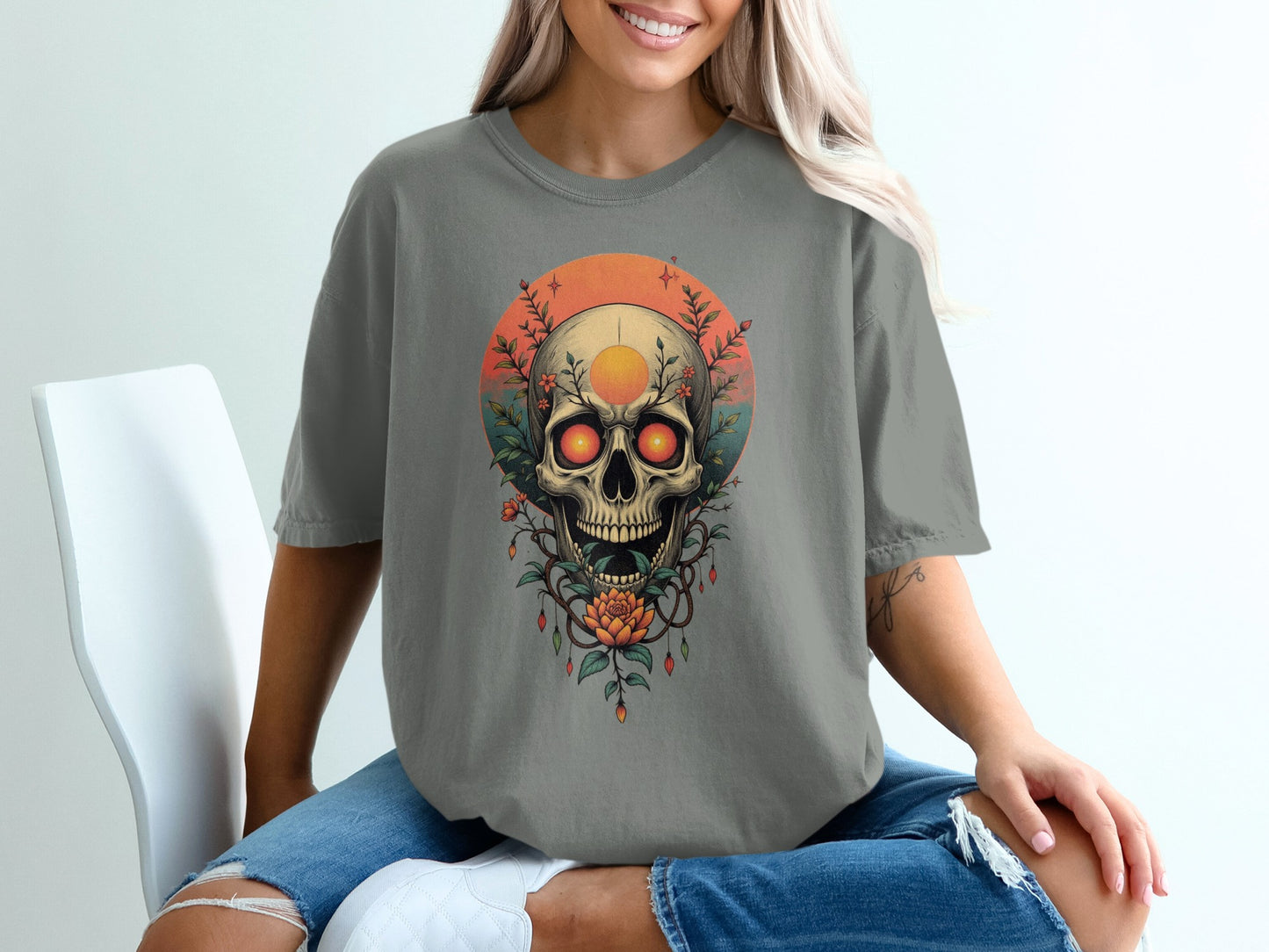 Skull with Floral Elements T-shirt product type