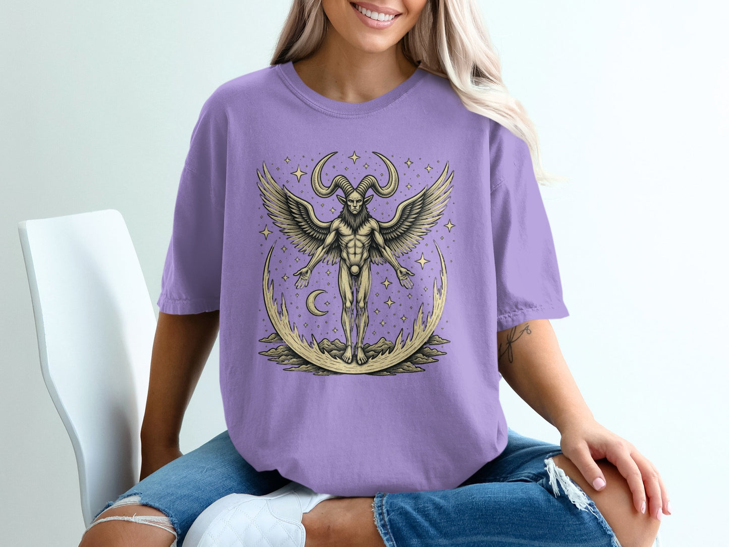 Mystical Winged Creature Design on Trendy Shirt product type