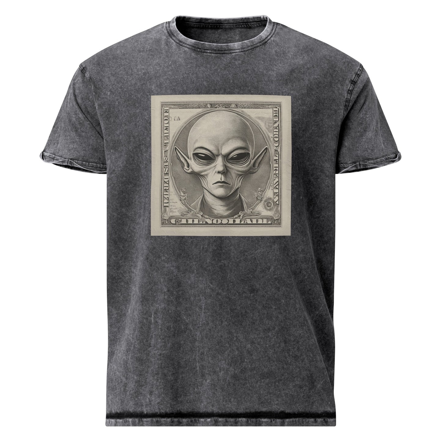 Alien Dollar Tee | Sci - Fi Currency Graphic Shirt | Artistic UFO Streetwear Style - IconVexa