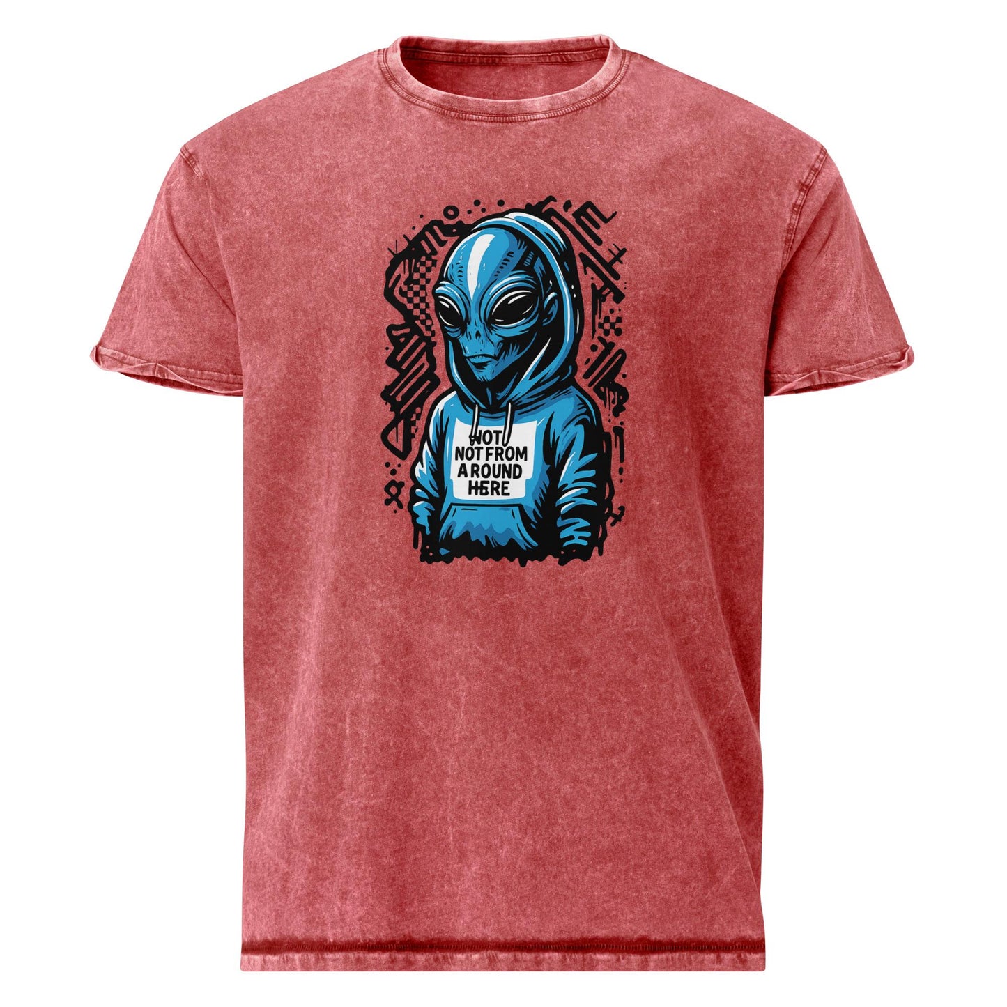 Alien Hoodie Tee | Not From Around Here Shirt | Cool Graphic Sci - Fi Streetwear - IconVexa