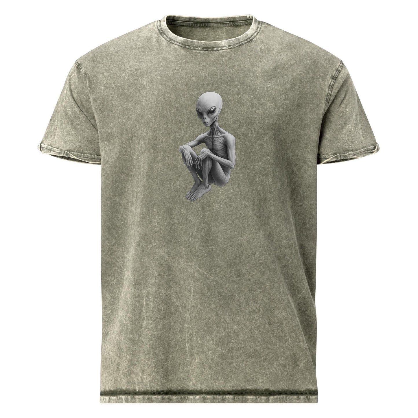 Alien In Thoughtful Silence | Vintage Sci - Fi Sketch Design | Emotional Grey Visitor Tee - IconVexa