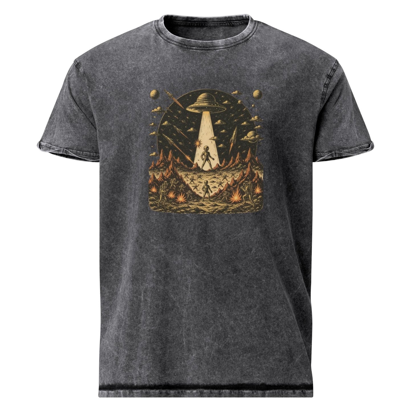 Alien Invasion Battle Shirt | Vintage Sci - Fi Graphic Tee | Space War UFO T-Shirt - IconVexa