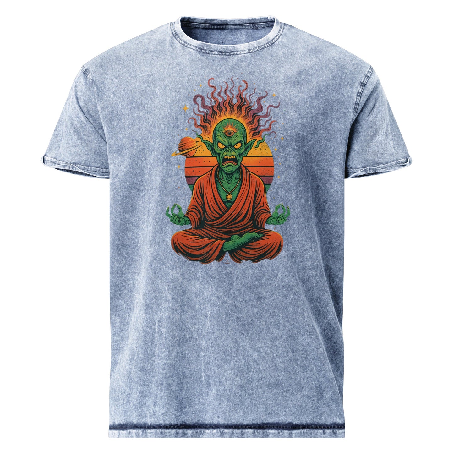 Alien Monk Rage Tee | Outer Space Meditation Shirt | Scifi Graphic T-Shirt - IconVexa