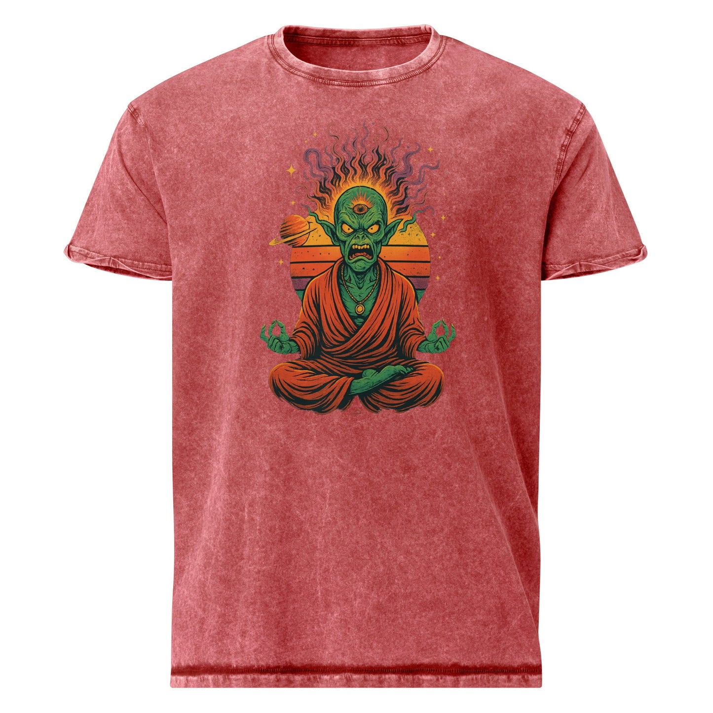 Alien Monk Rage Tee | Outer Space Meditation Shirt | Scifi Graphic T-Shirt - IconVexa