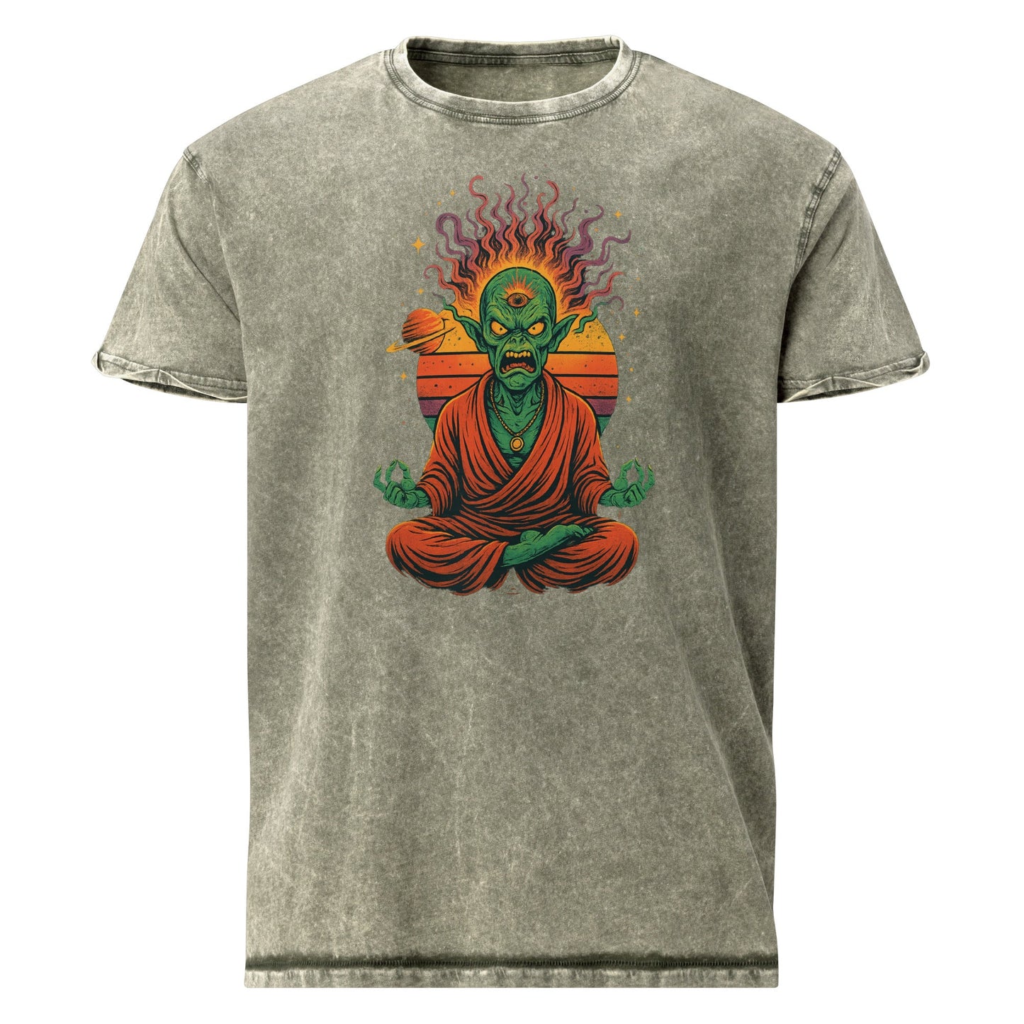 Alien Monk Rage Tee | Outer Space Meditation Shirt | Scifi Graphic T-Shirt - IconVexa