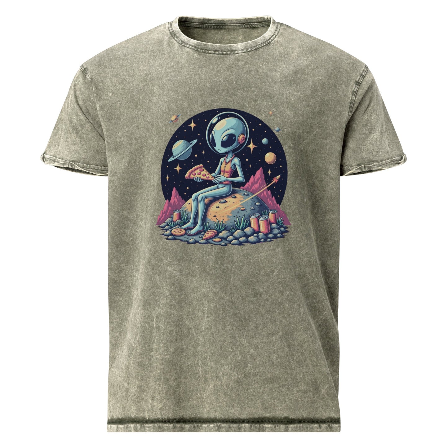 Alien Pizza Tee | Space Foodie Shirt | Retro UFO Graphic for Cosmic Streetwear - IconVexa