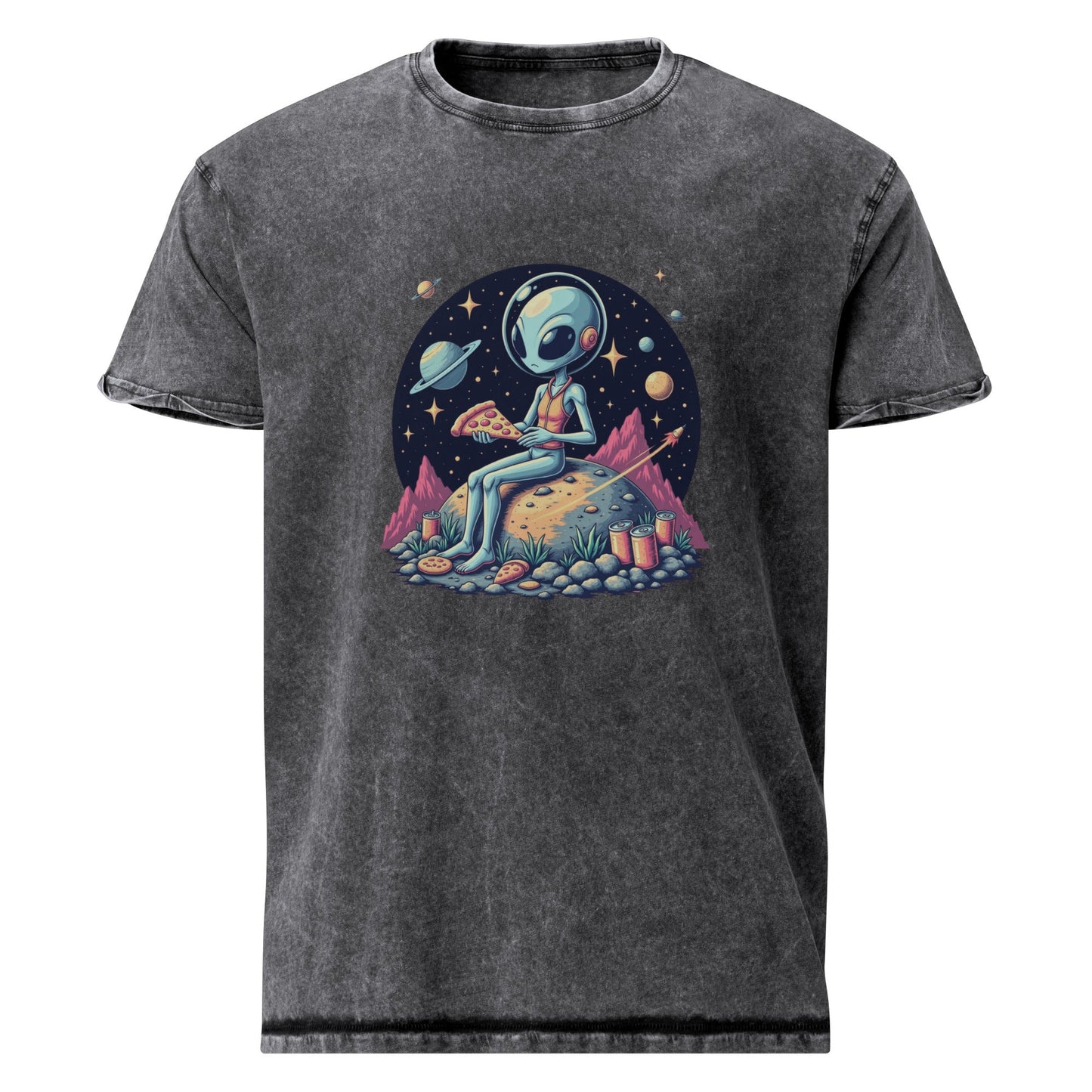 Alien Pizza Tee | Space Foodie Shirt | Retro UFO Graphic for Cosmic Streetwear - IconVexa
