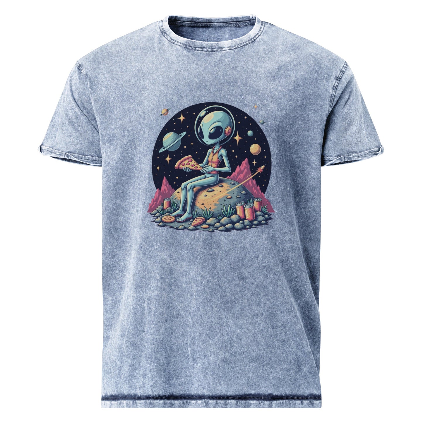 Alien Pizza Tee | Space Foodie Shirt | Retro UFO Graphic for Cosmic Streetwear - IconVexa