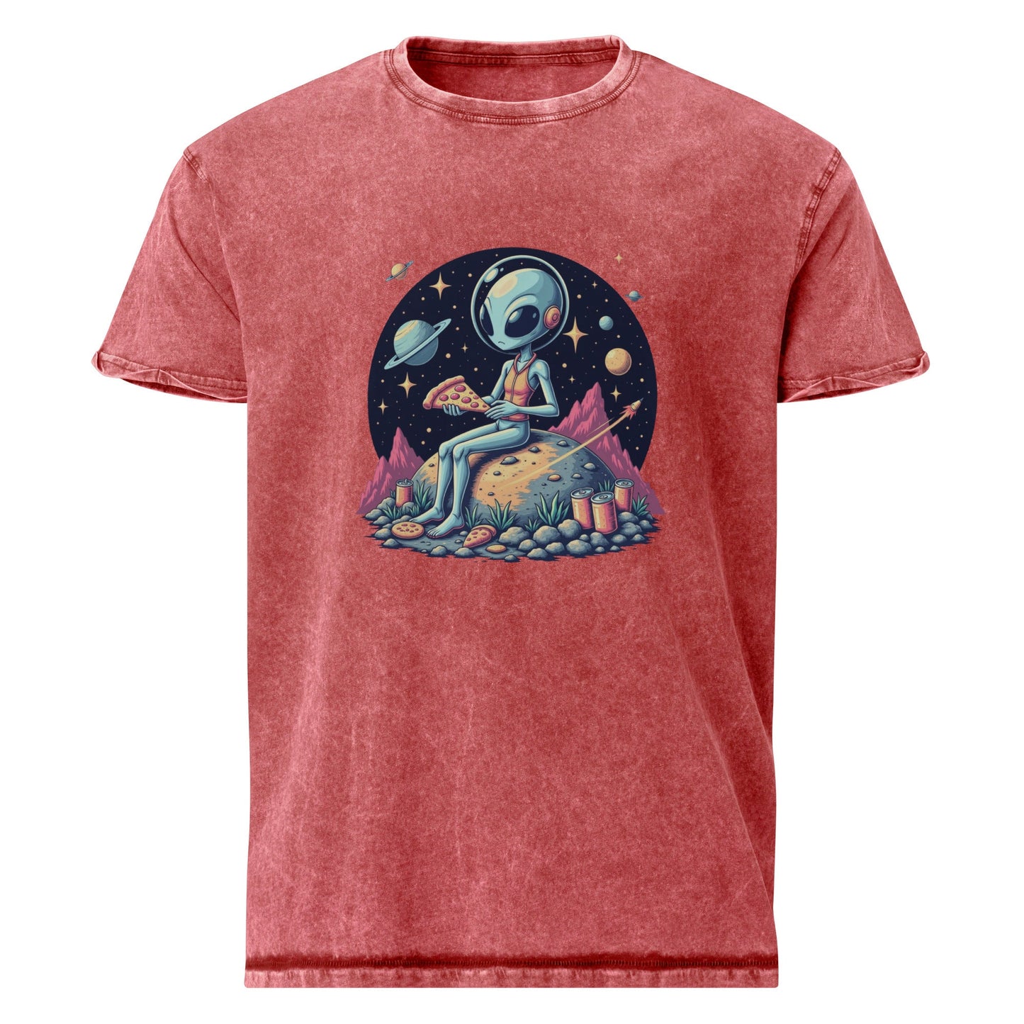 Alien Pizza Tee | Space Foodie Shirt | Retro UFO Graphic for Cosmic Streetwear - IconVexa