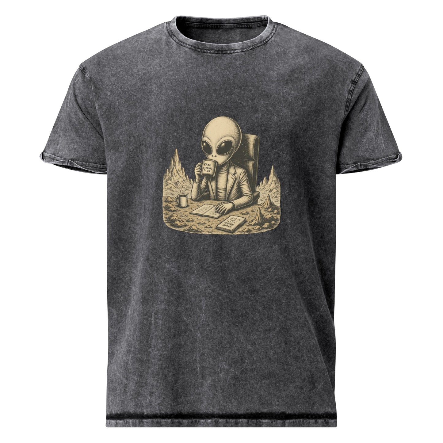 Alien Shirt Graphic | Space Conspiracy Coffee Tee | Fake Landing Club UFO T-Shirt - IconVexa