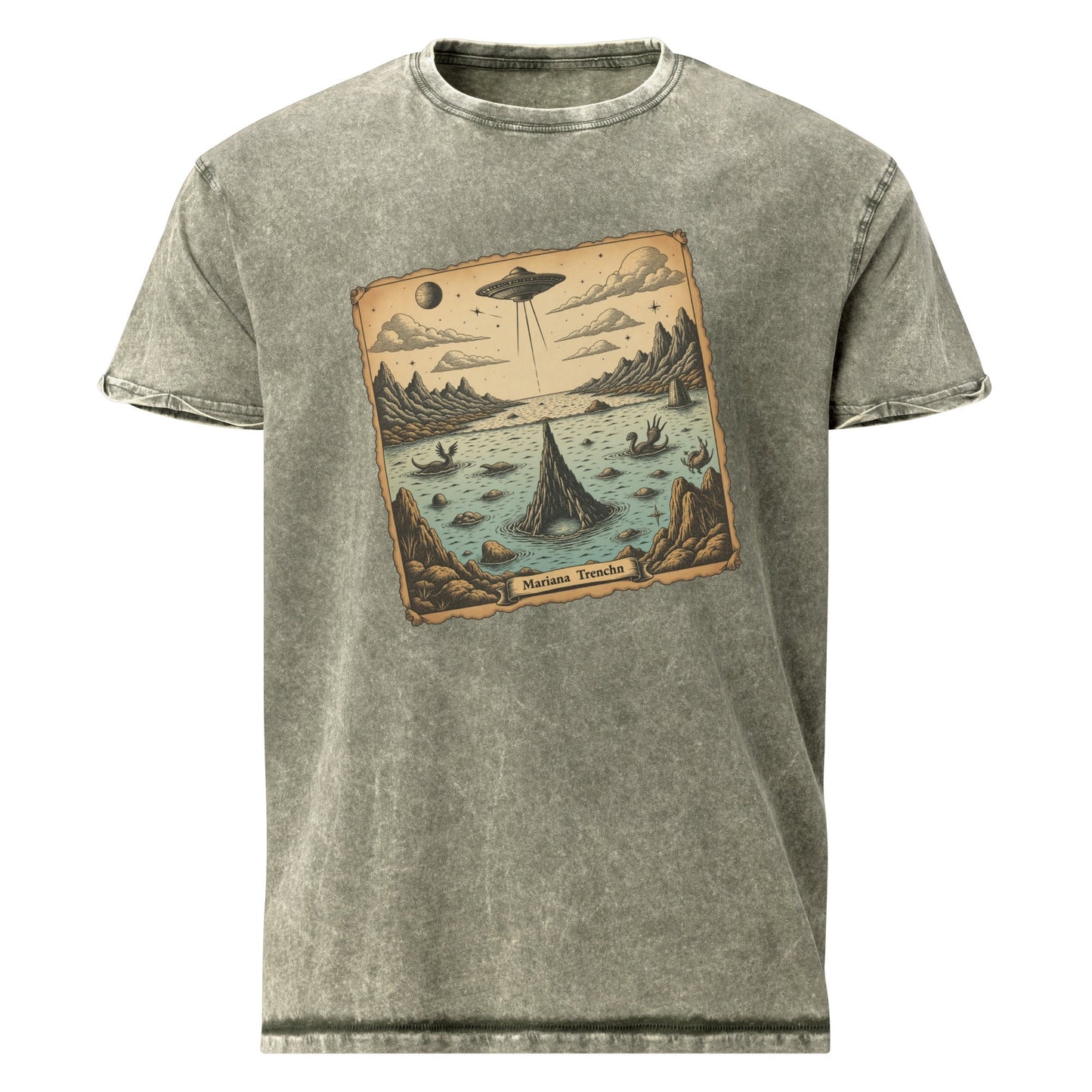 Alien T Shirt | Vintage UFO Ocean Map | Science Fiction Space Tee - IconVexa