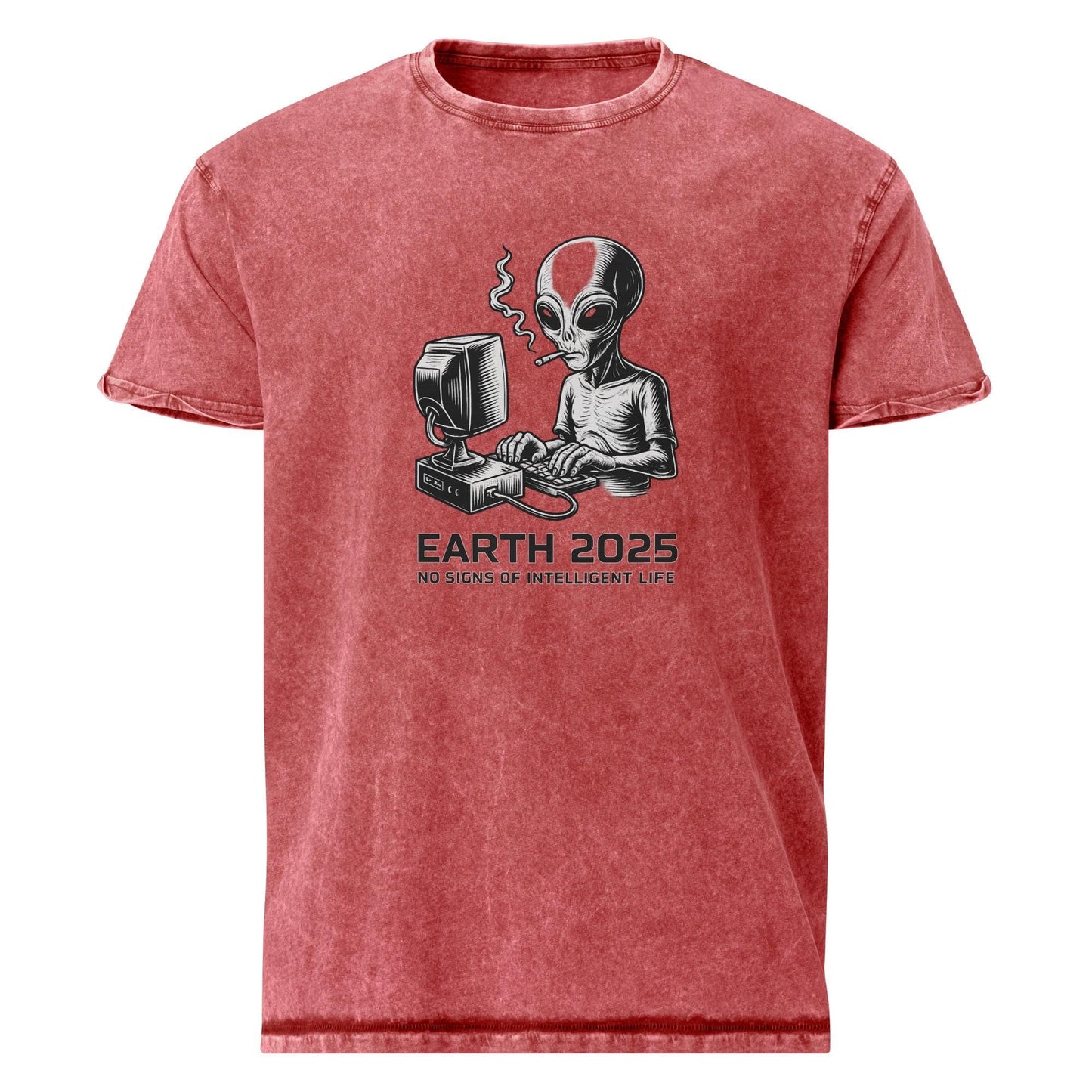 Alien Tee With Existential Irony | Retro Sci - Fi Smoking Computer Print | Funny Graphic Shirt - IconVexa
