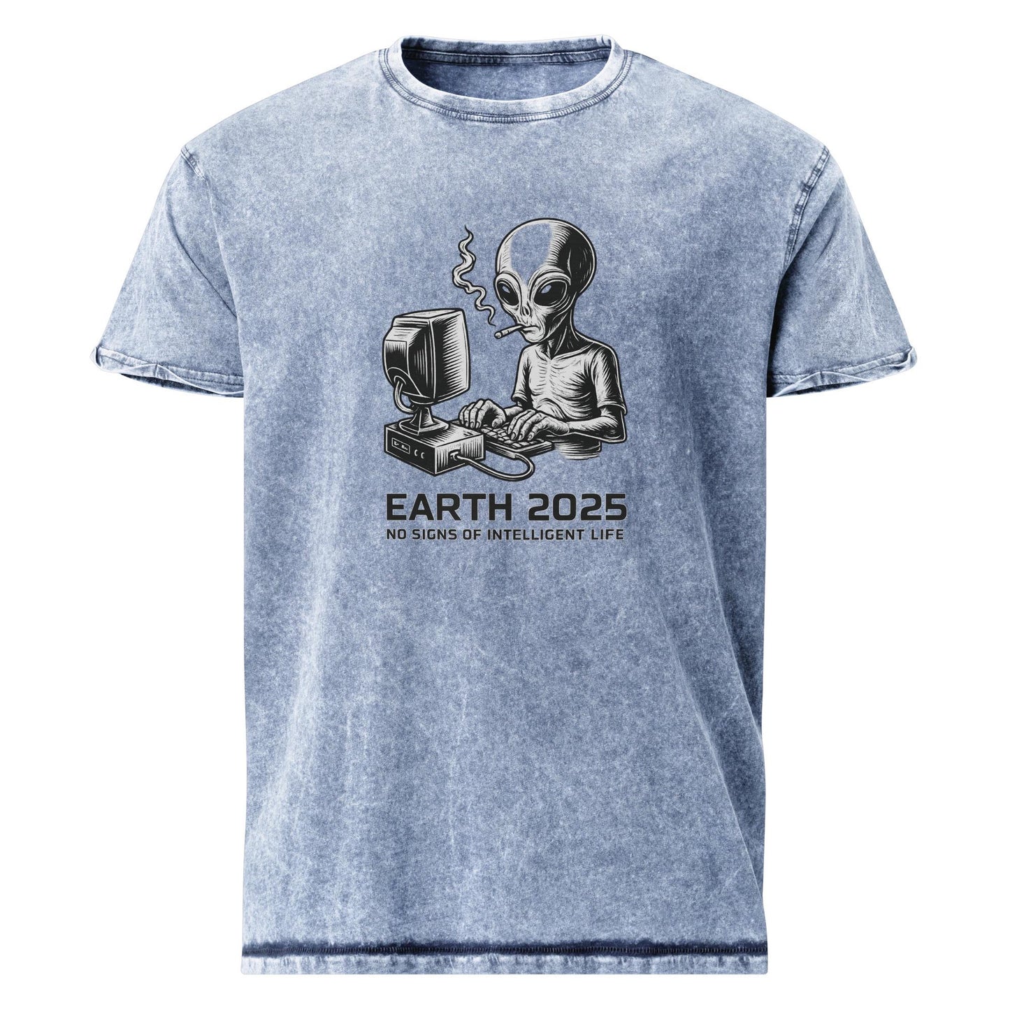 Alien Tee With Existential Irony | Retro Sci - Fi Smoking Computer Print | Funny Graphic Shirt - IconVexa